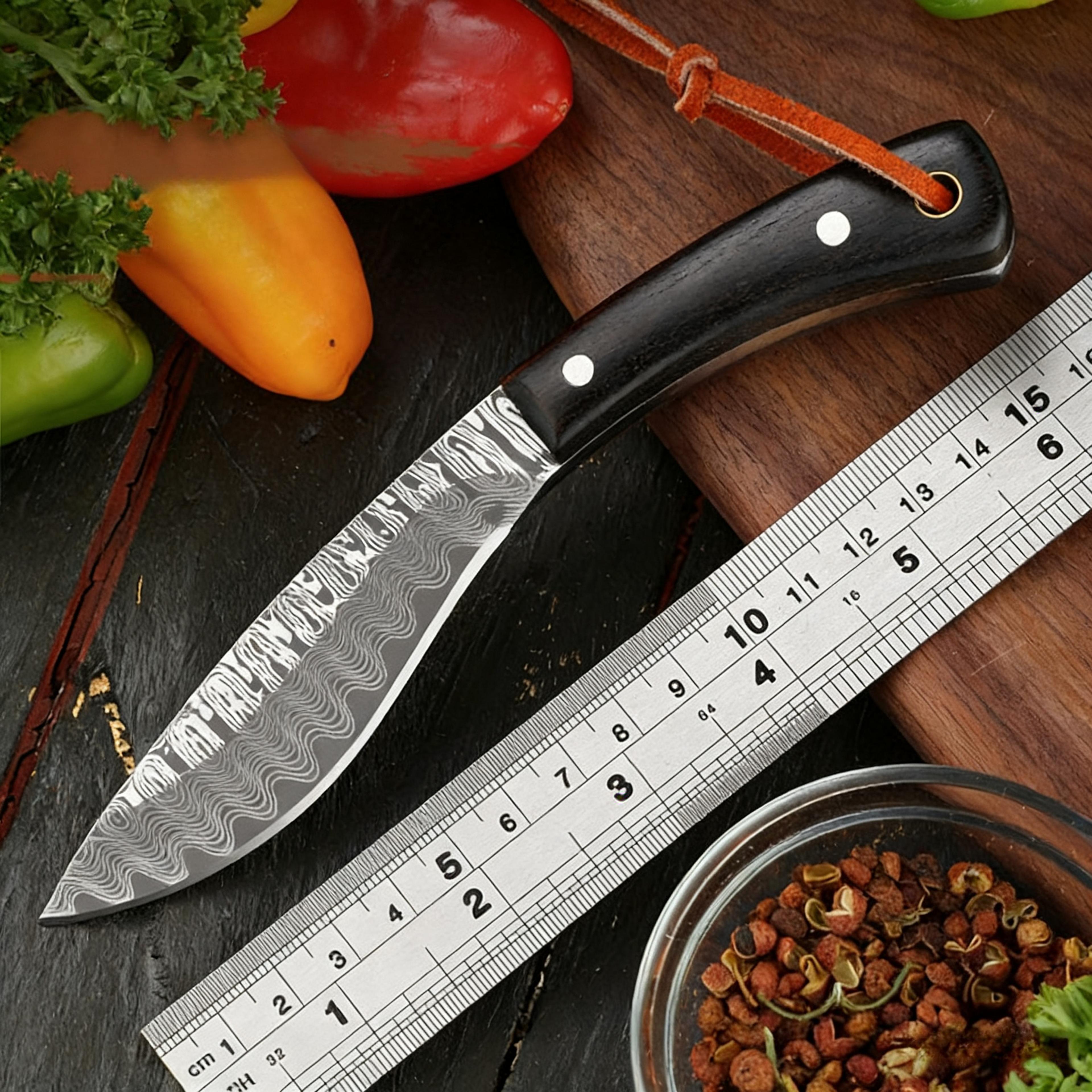 damascus pattern boning knife for meat trimming and butcher prep