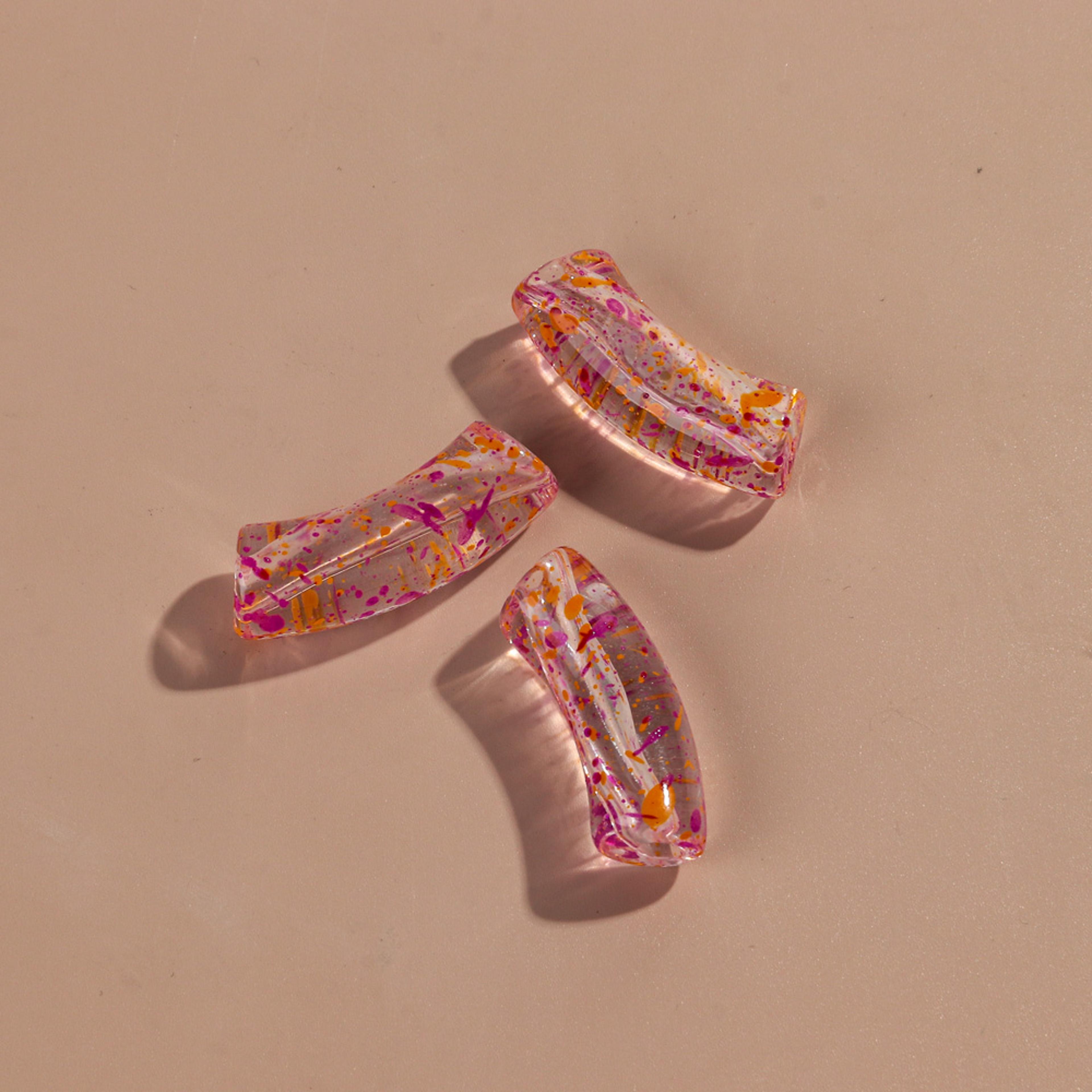 colorful acrylic tube beads for bracelets transparent bamboo beads for diy jewelry making