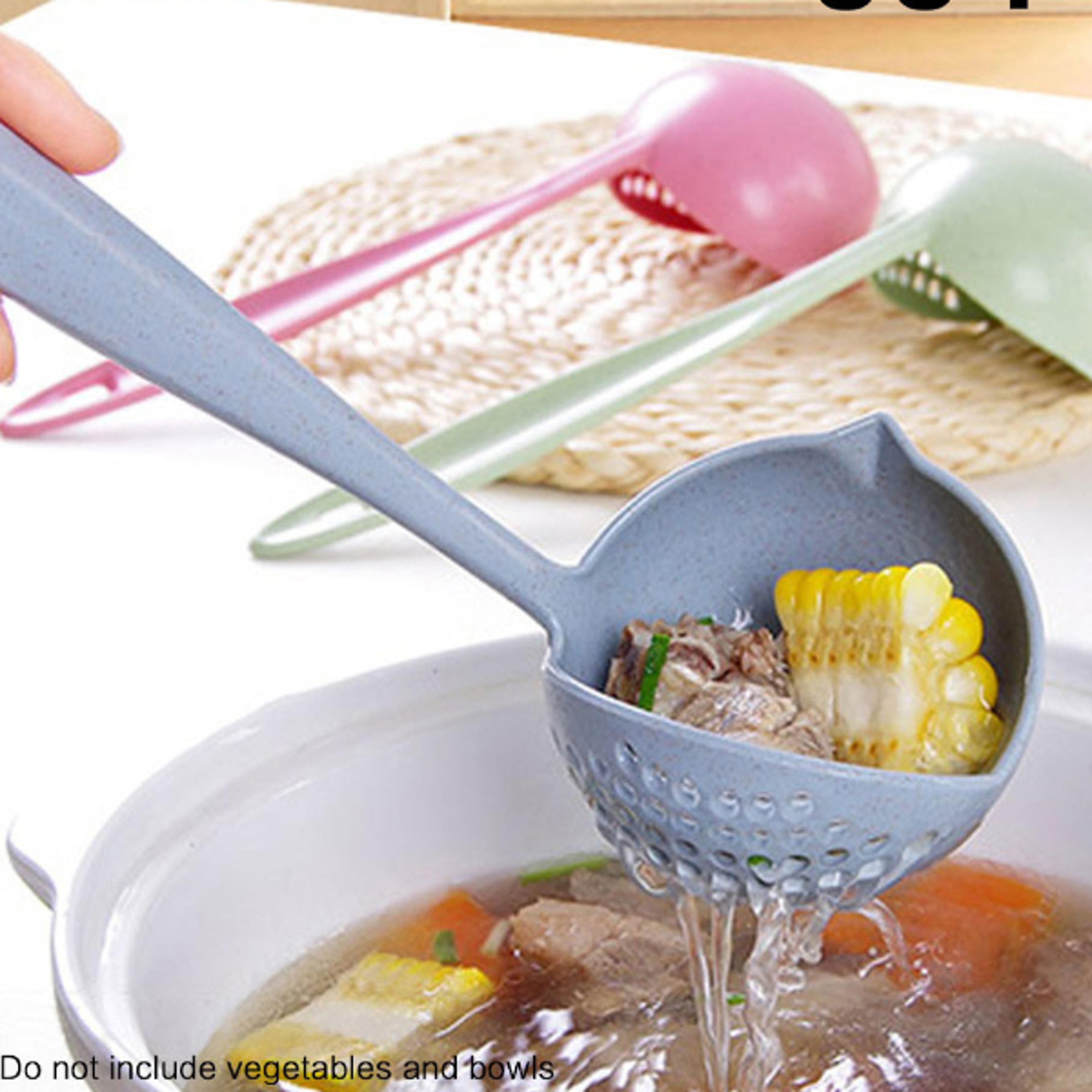 colander spoon long handle strainer spoon for soup, pasta and hot pot