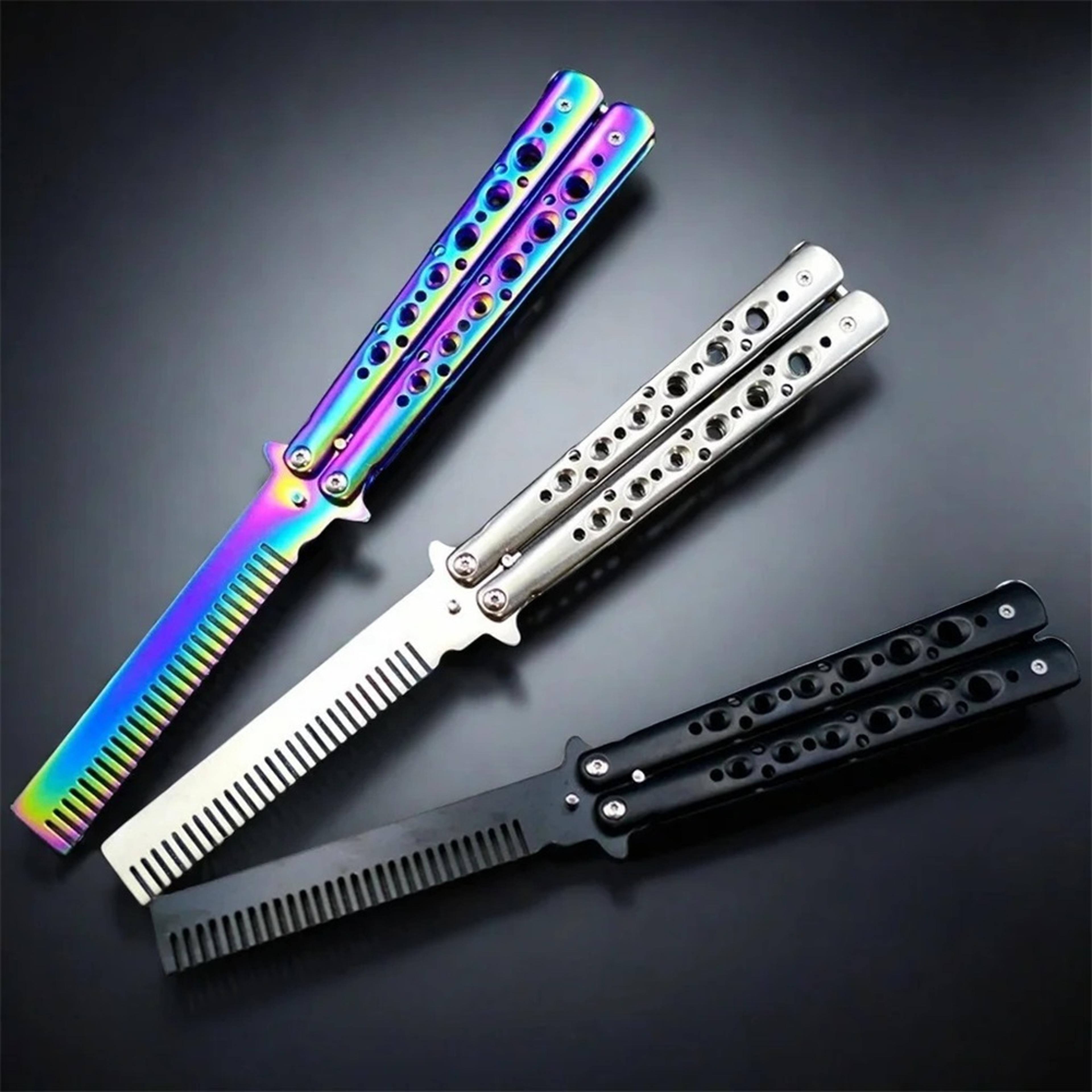 stainless steel butterfly folding comb for beard and hair styling