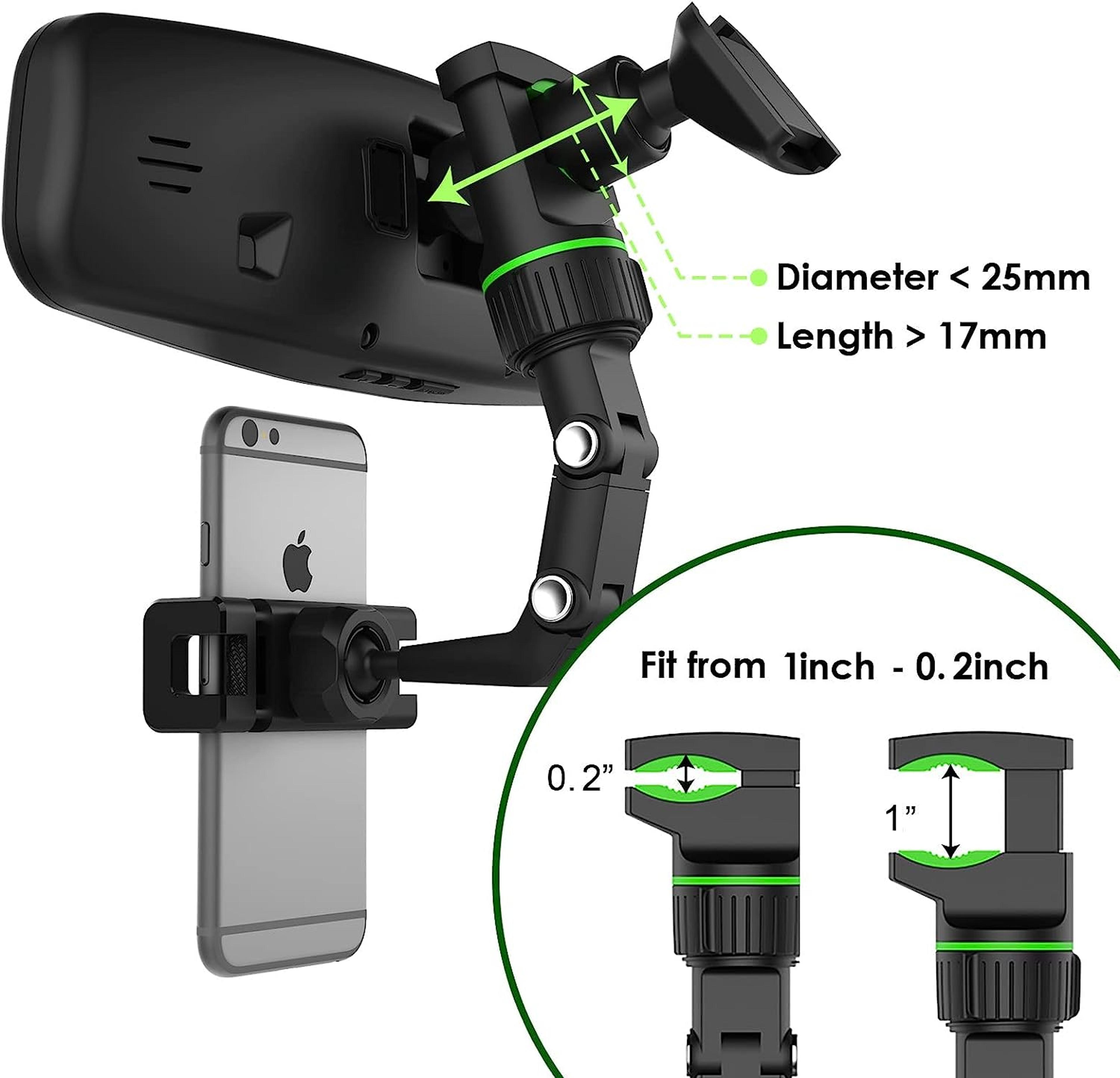 rotatable rearview mirror phone holder for safer driving