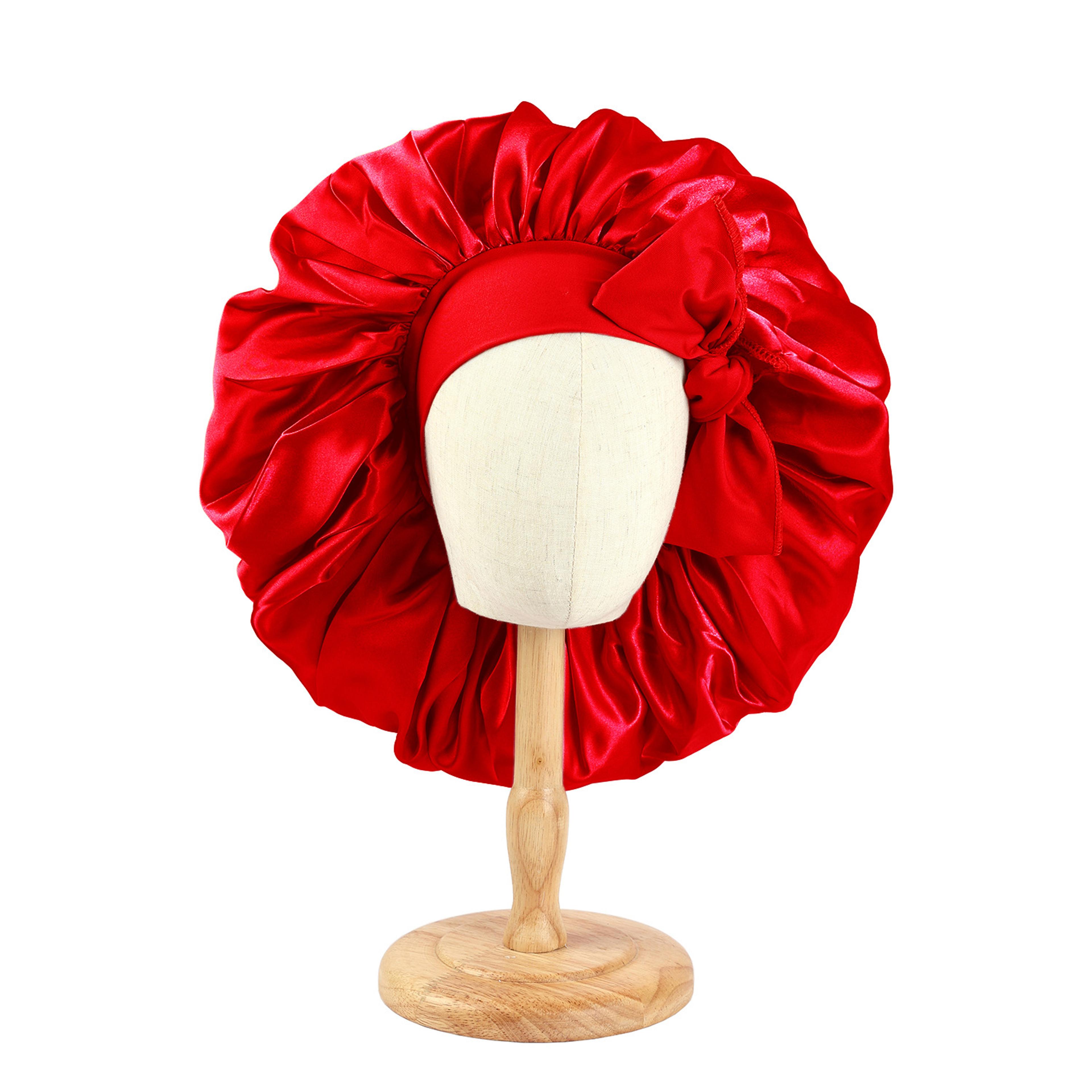 Large Satin Bonnet For Sleeping With Adjustable Tie Band 8