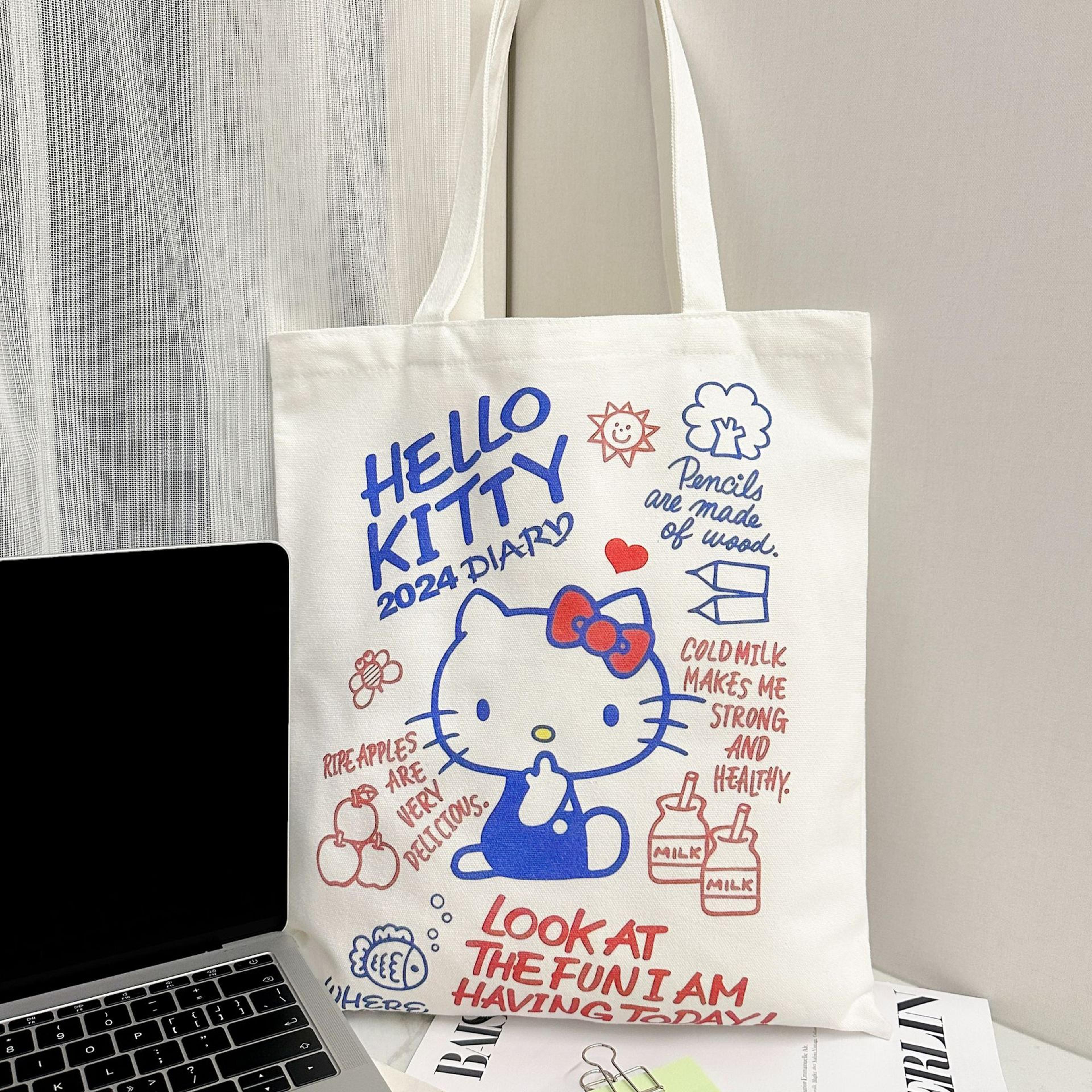 Hello Kitty Tote Bag Large Capacity Canvas Shoulder Bag For Girls 6