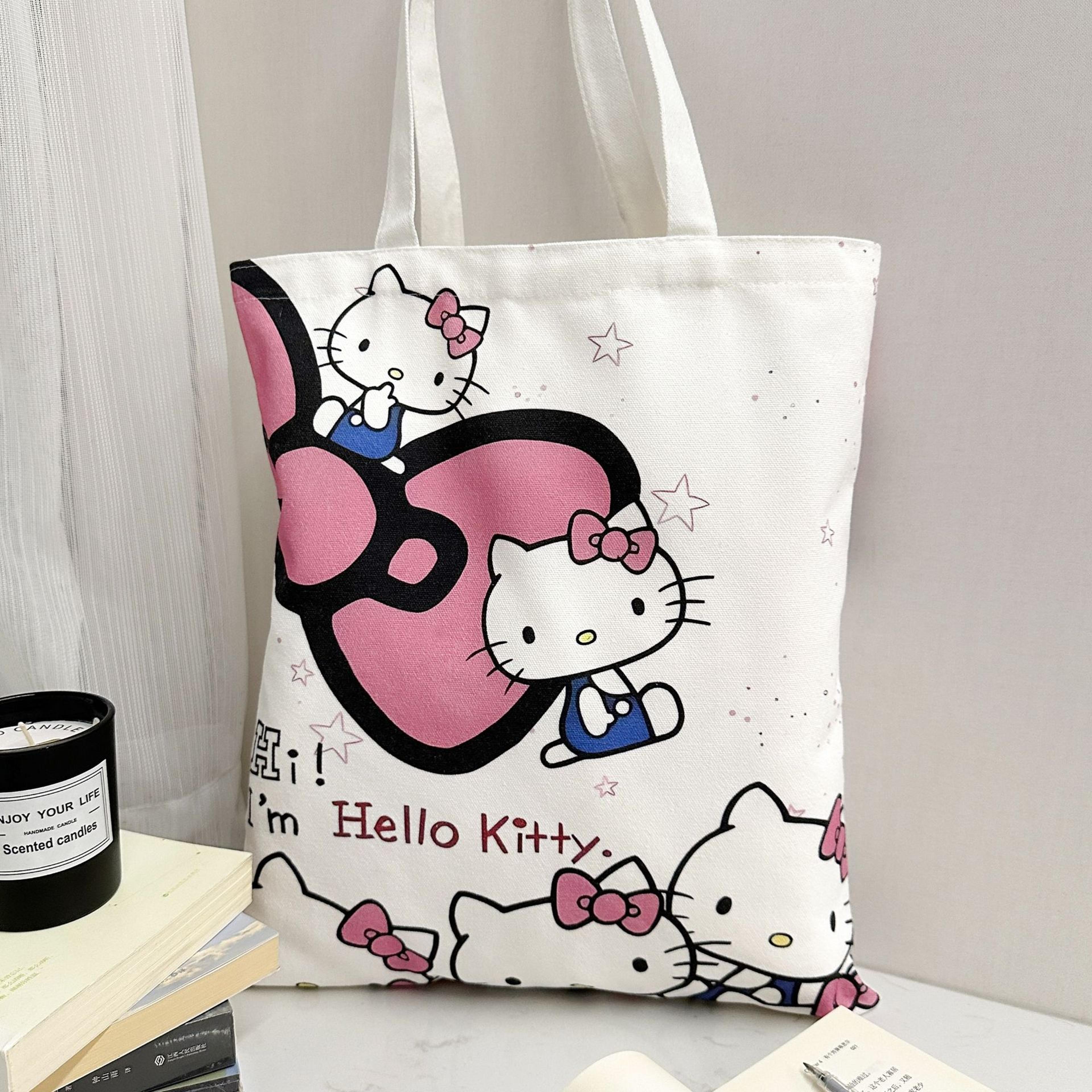 Hello Kitty Tote Bag Large Capacity Canvas Shoulder Bag For Girls 8