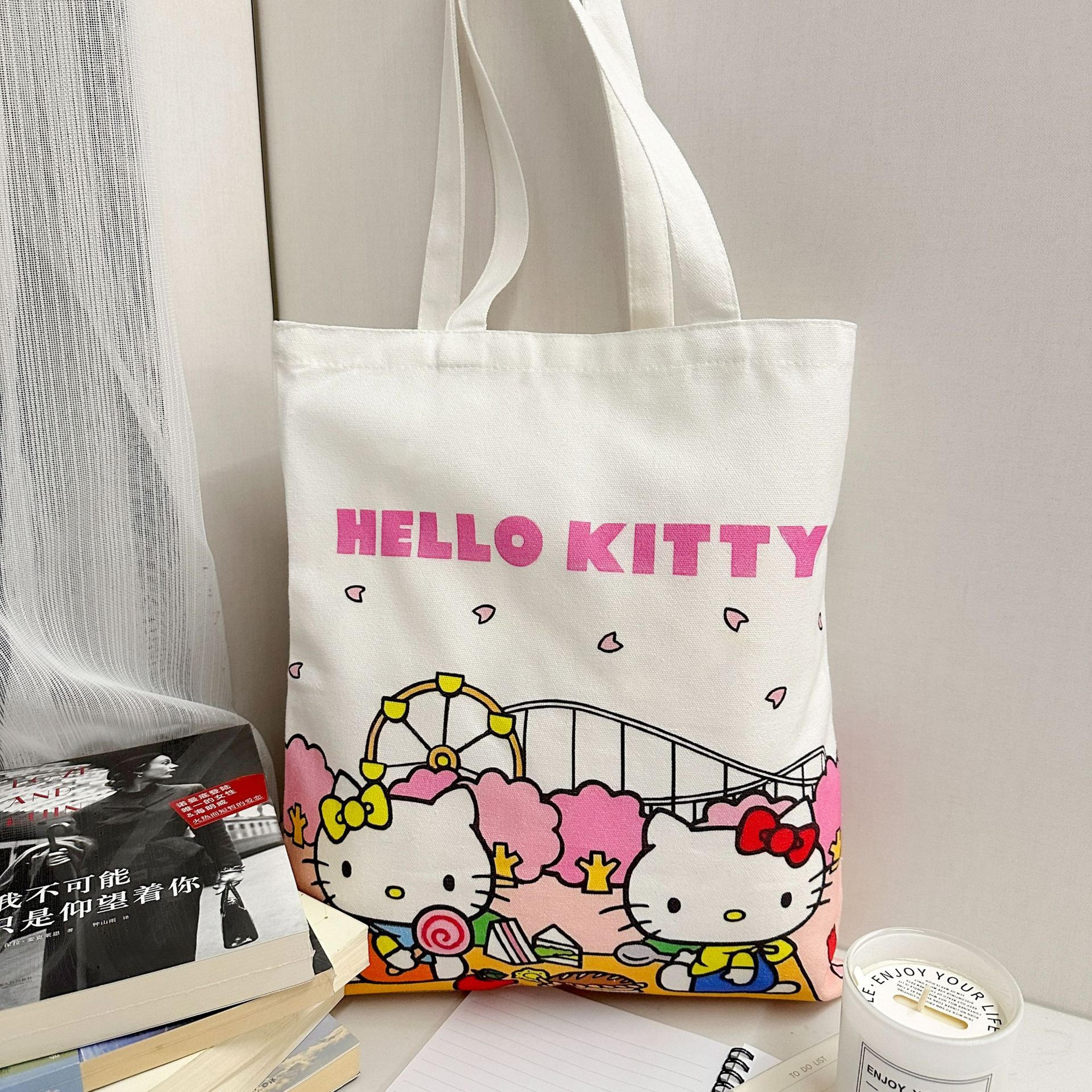 Hello Kitty Tote Bag Large Capacity Canvas Shoulder Bag For Girls 9
