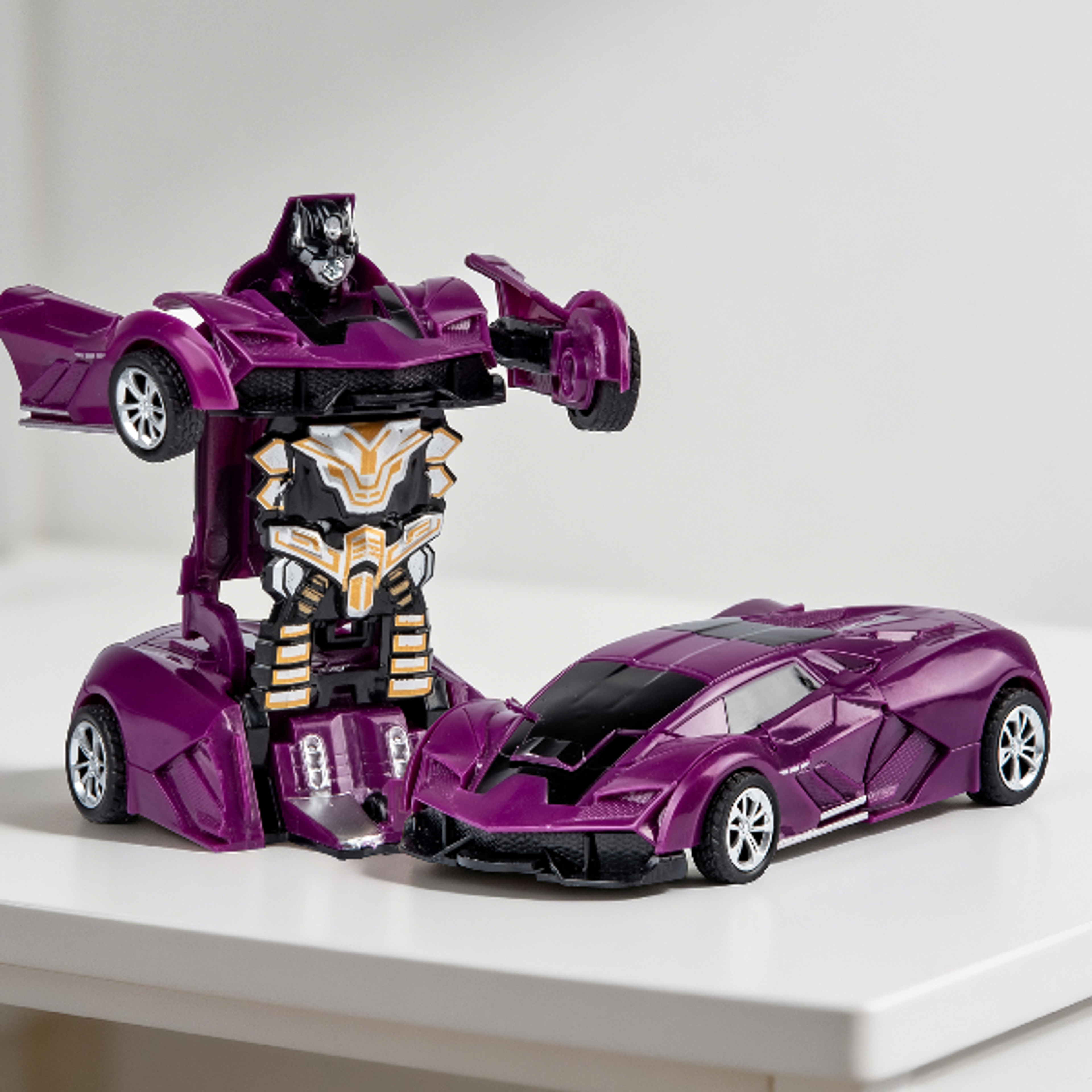 Transformable Robot Sports Car Toys No Batteries Educational Kids Gift Colorful Model Vehicle for