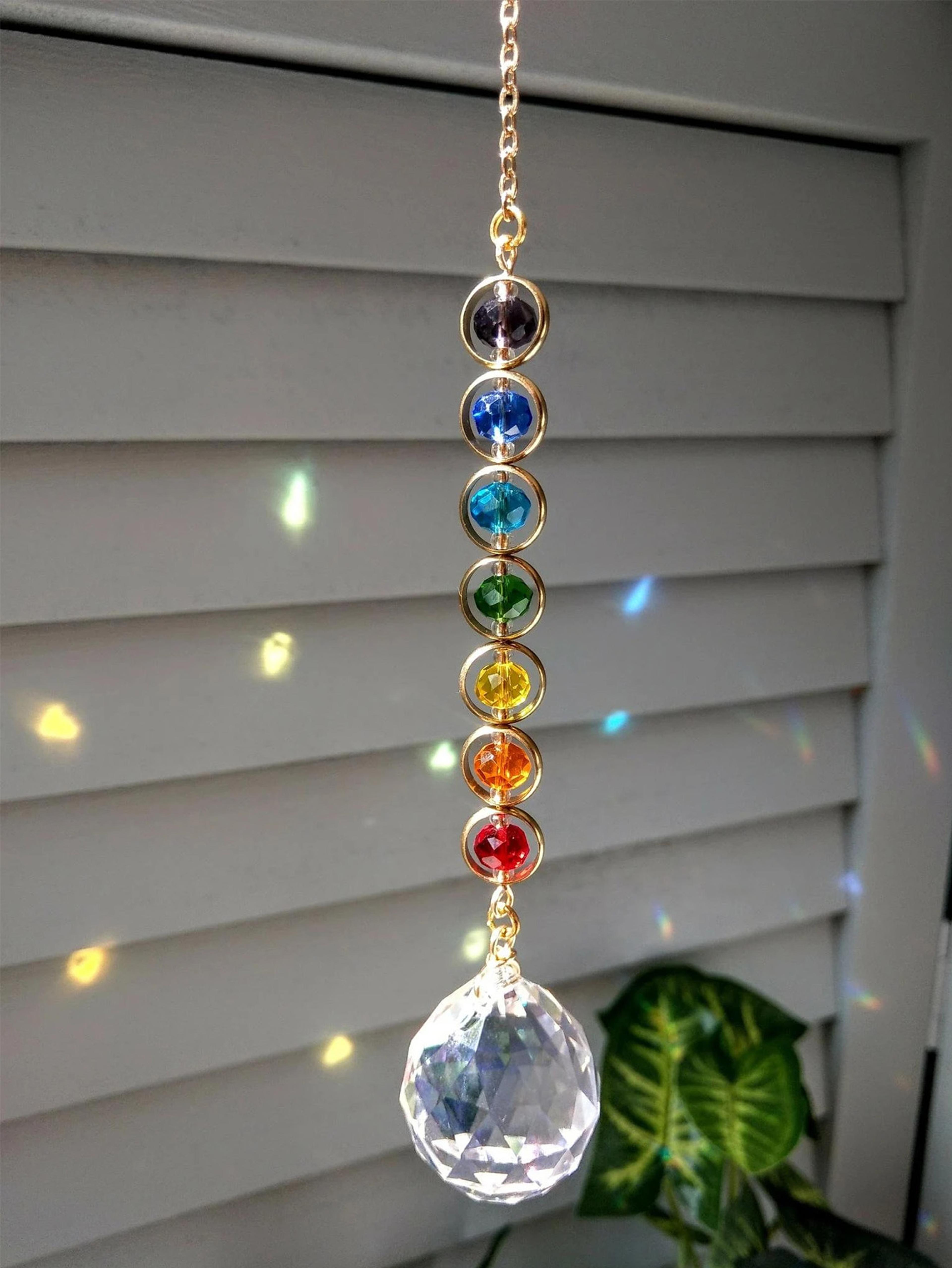 crystal suncatcher rainbow maker mobile meditation home decor, fantasy prism