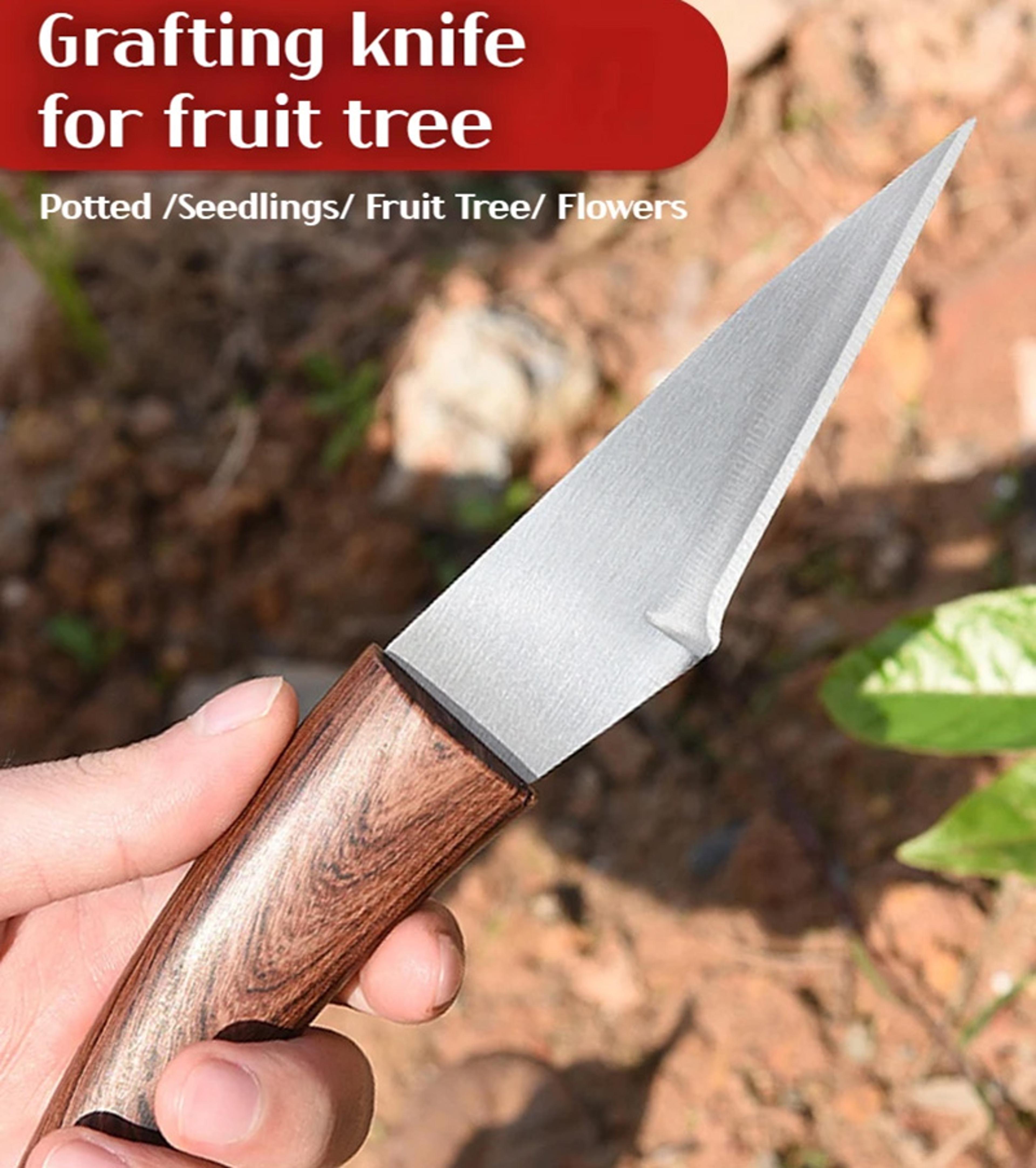 premium wooden handle grafting knife garden hand tool for precise pruning & plant propagation