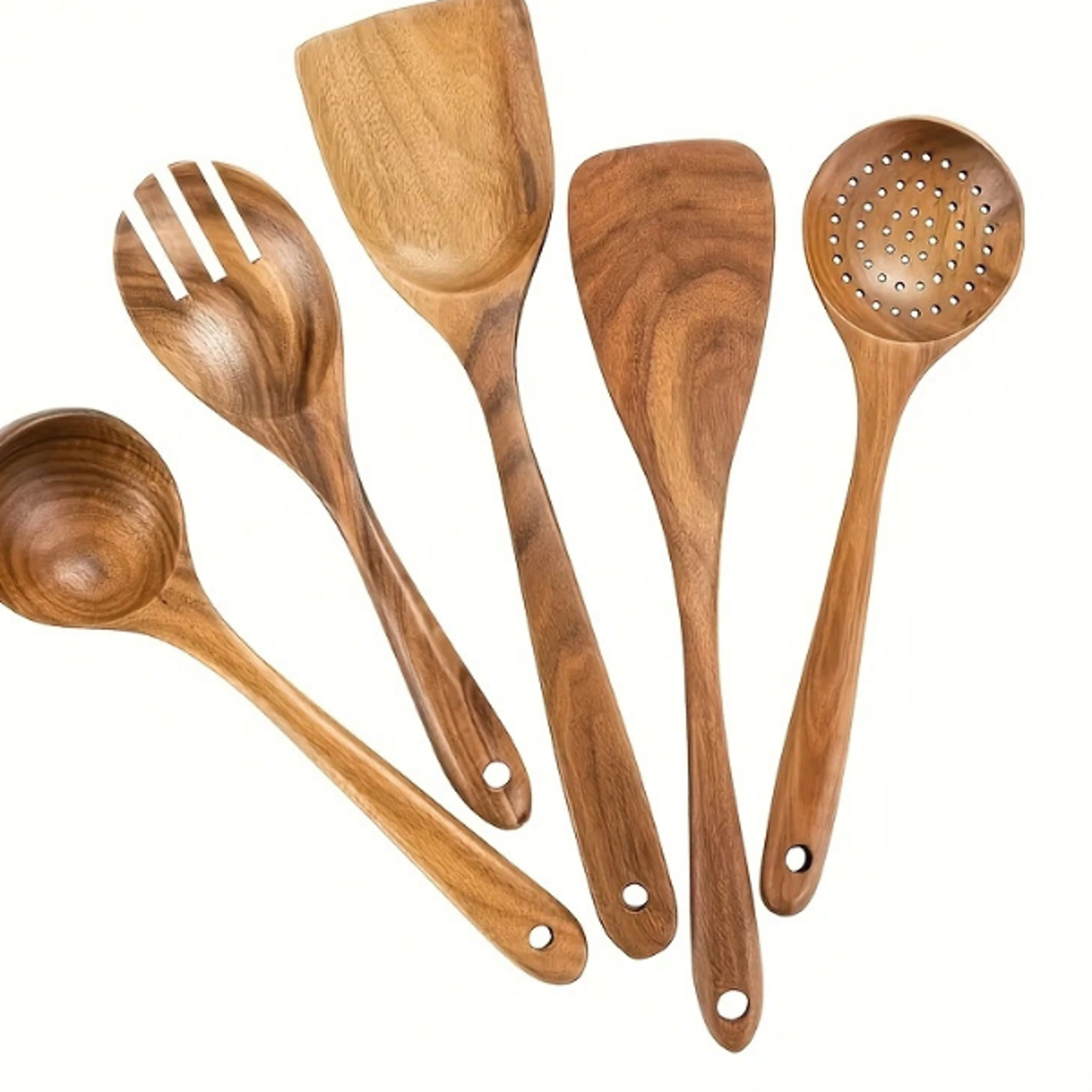 premium natural wooden cooking spoon & colander set eco friendly kitchen utensils