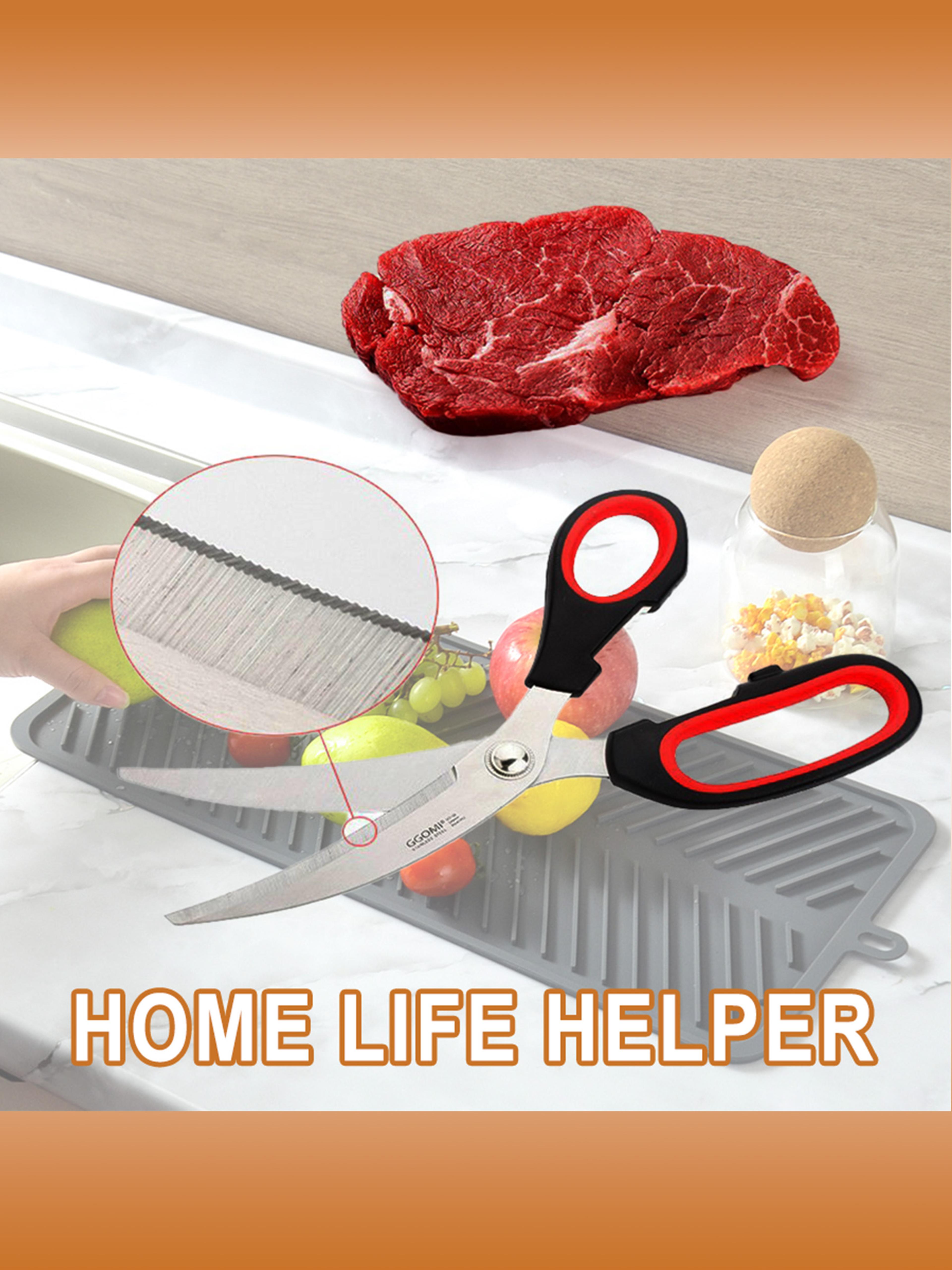 durable stainless steel kitchen shears & poultry scissors heavy duty food prep scissors for fish, meat & bbq