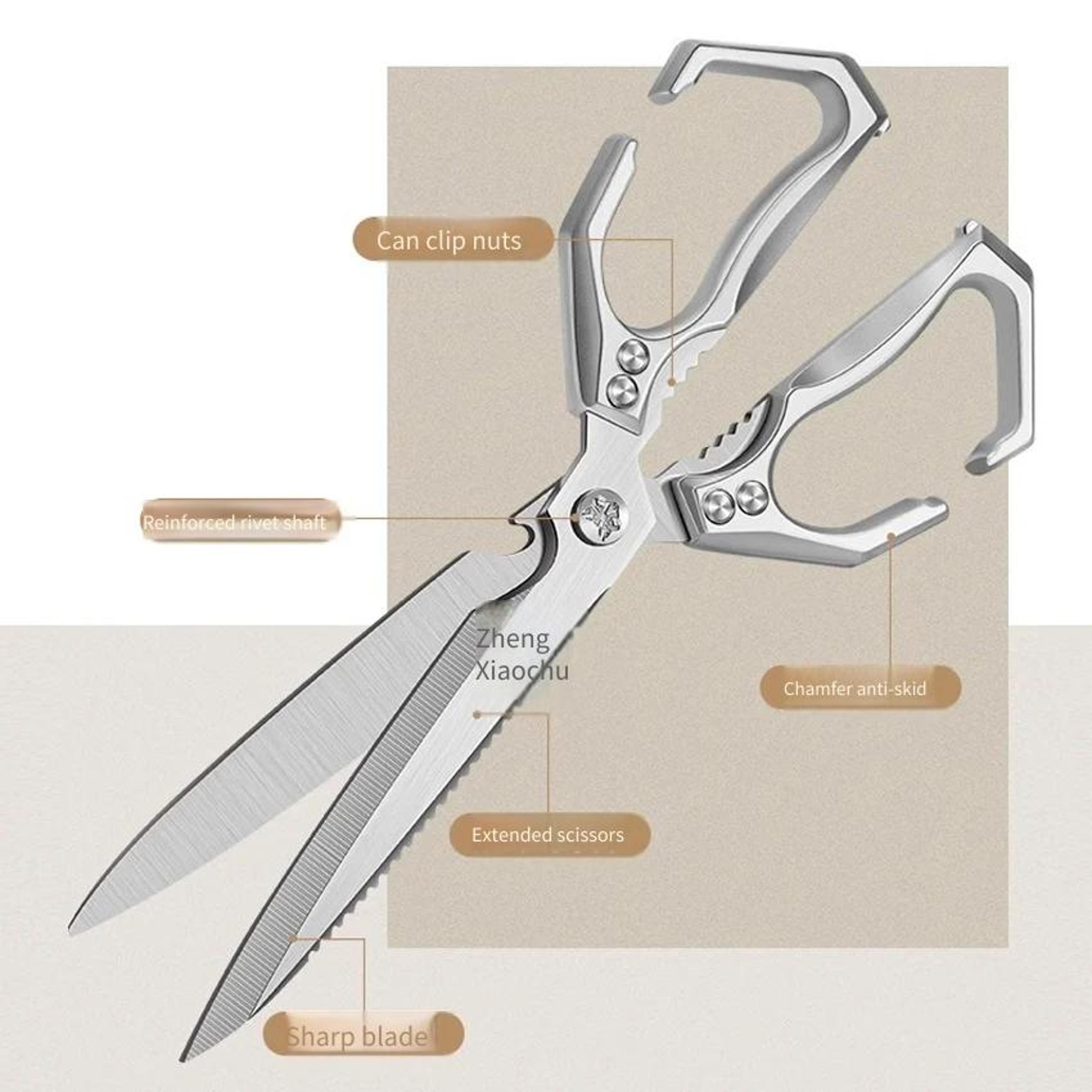 Extra Long Stainless Steel BBQ Scissors Heavy Duty Kitchen Food Shears For Meat  Grilling 3