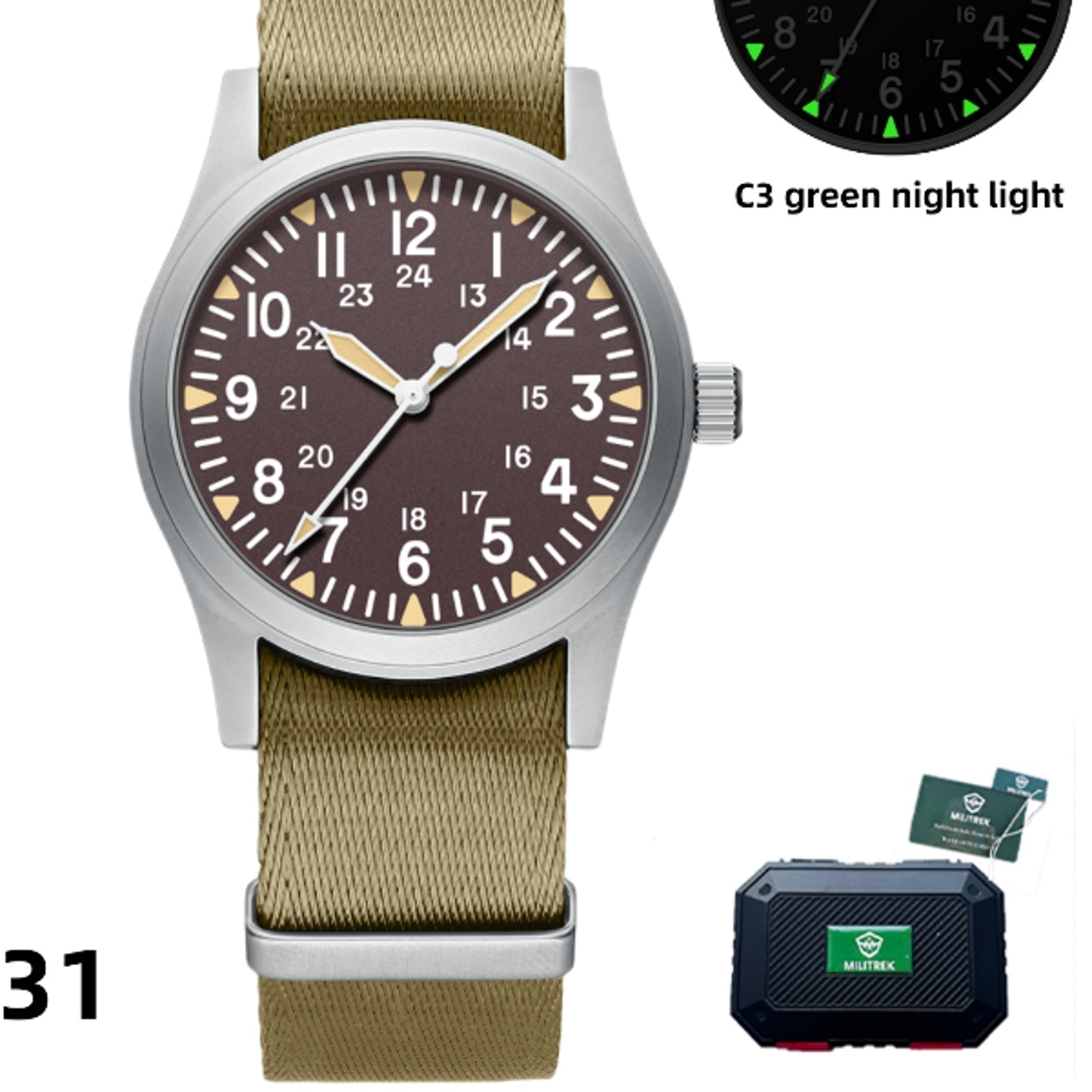 premium military field watch waterproof sapphire glass quartz for men