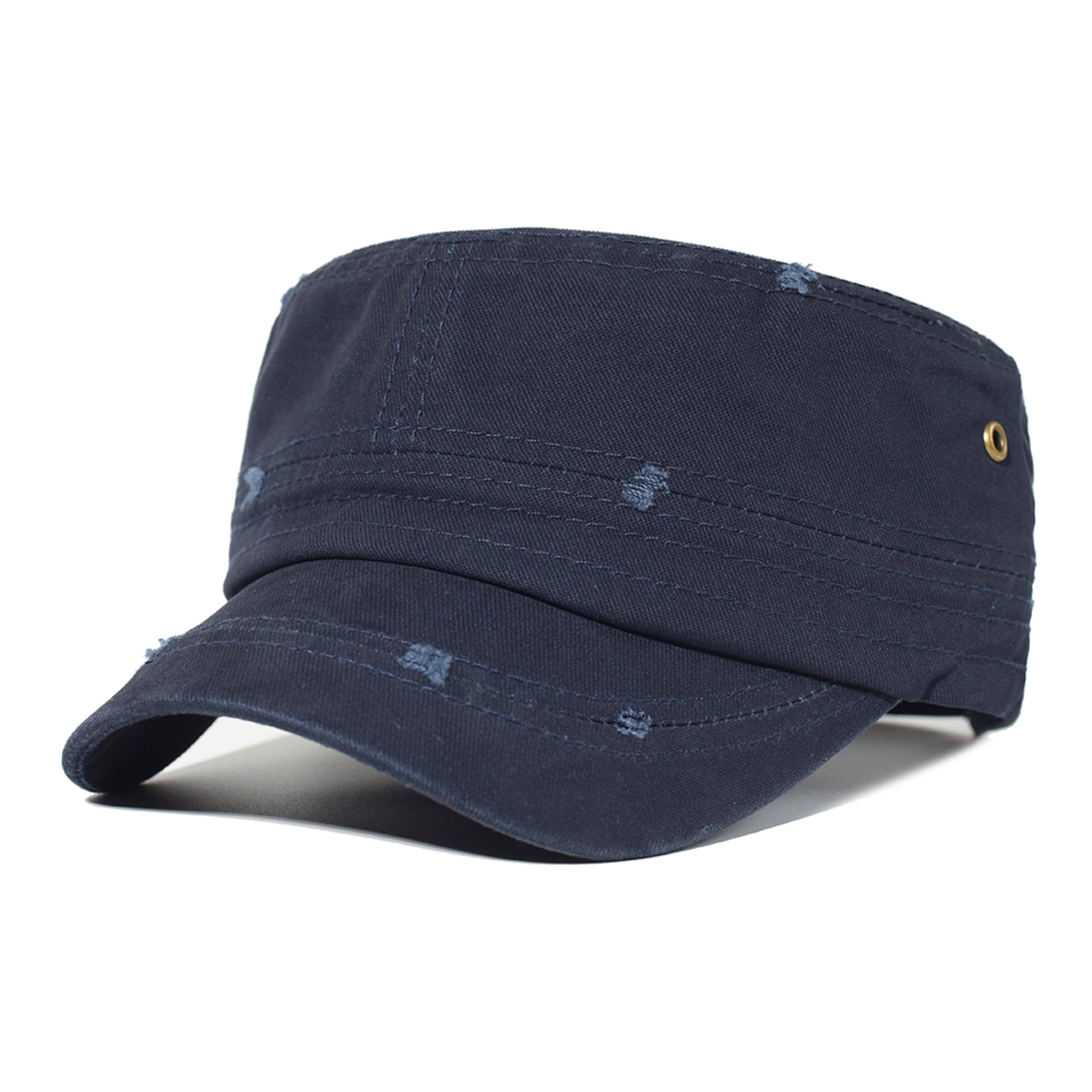 Heritage Washed Cotton Military Cap Vintage Flat Top Hat For Men  Women 3