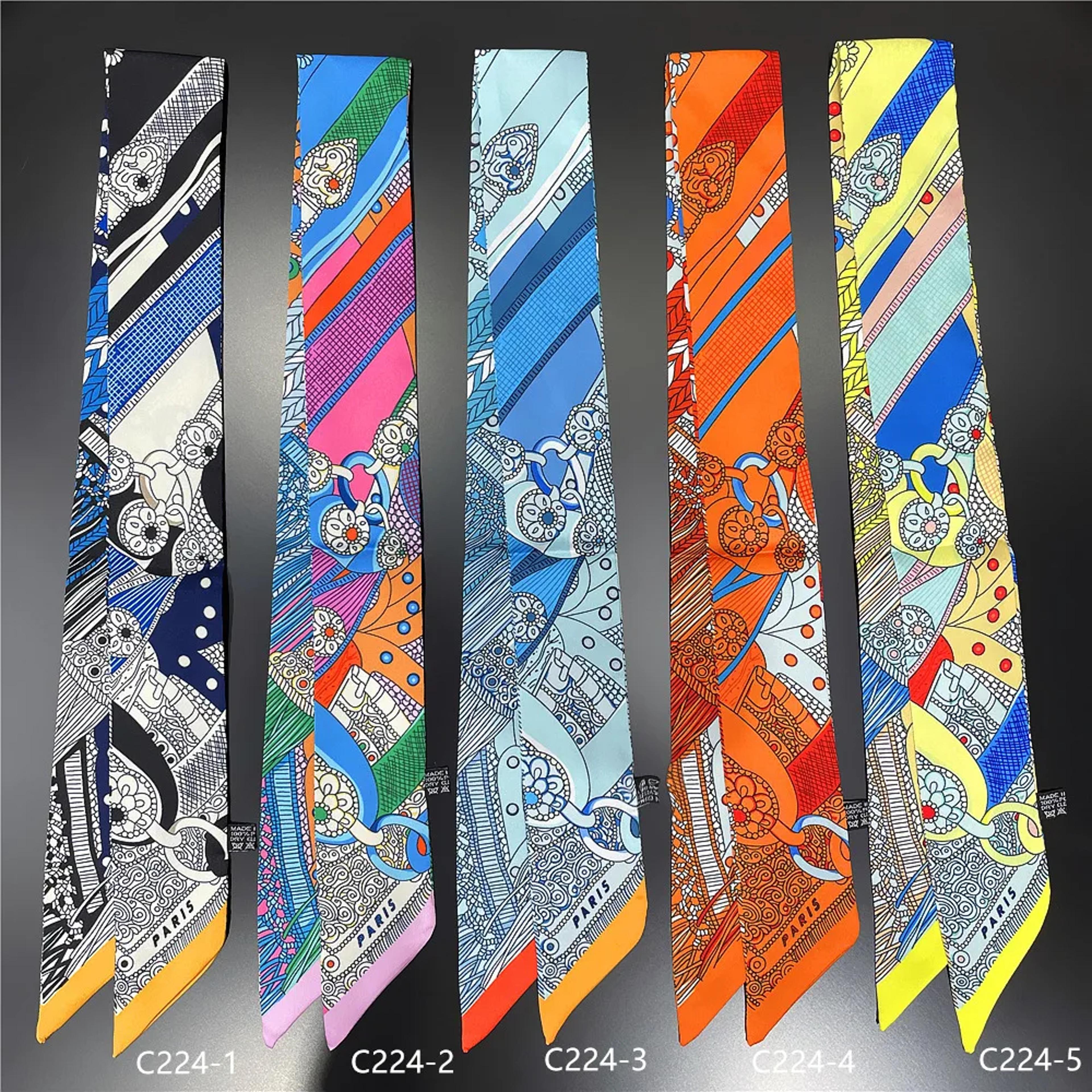 saddle print silk skinny scarf for women hair, neck & bag accessory