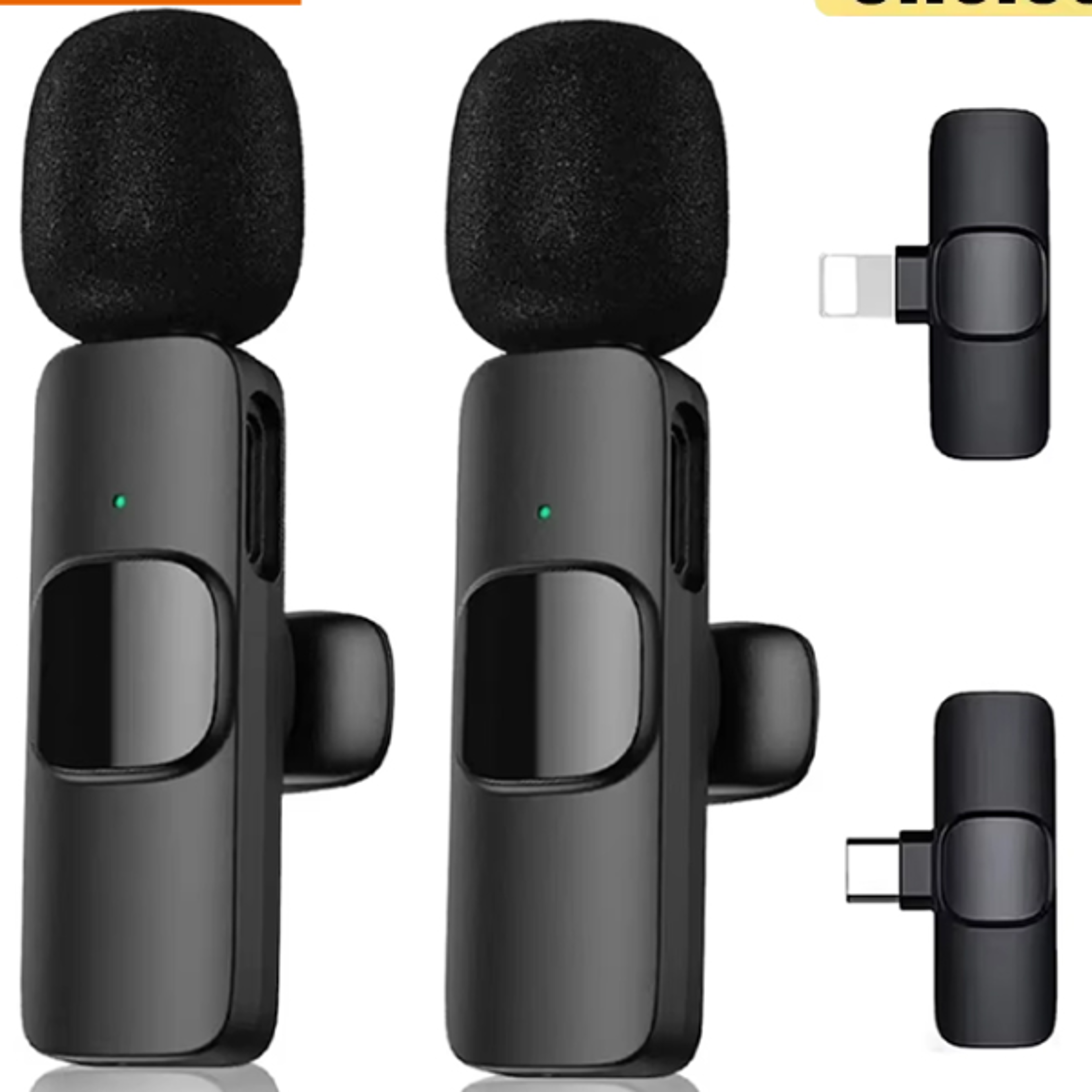 dual wireless microphone with noise reduction clip-on lavalier mic for streaming, vlogging & recording