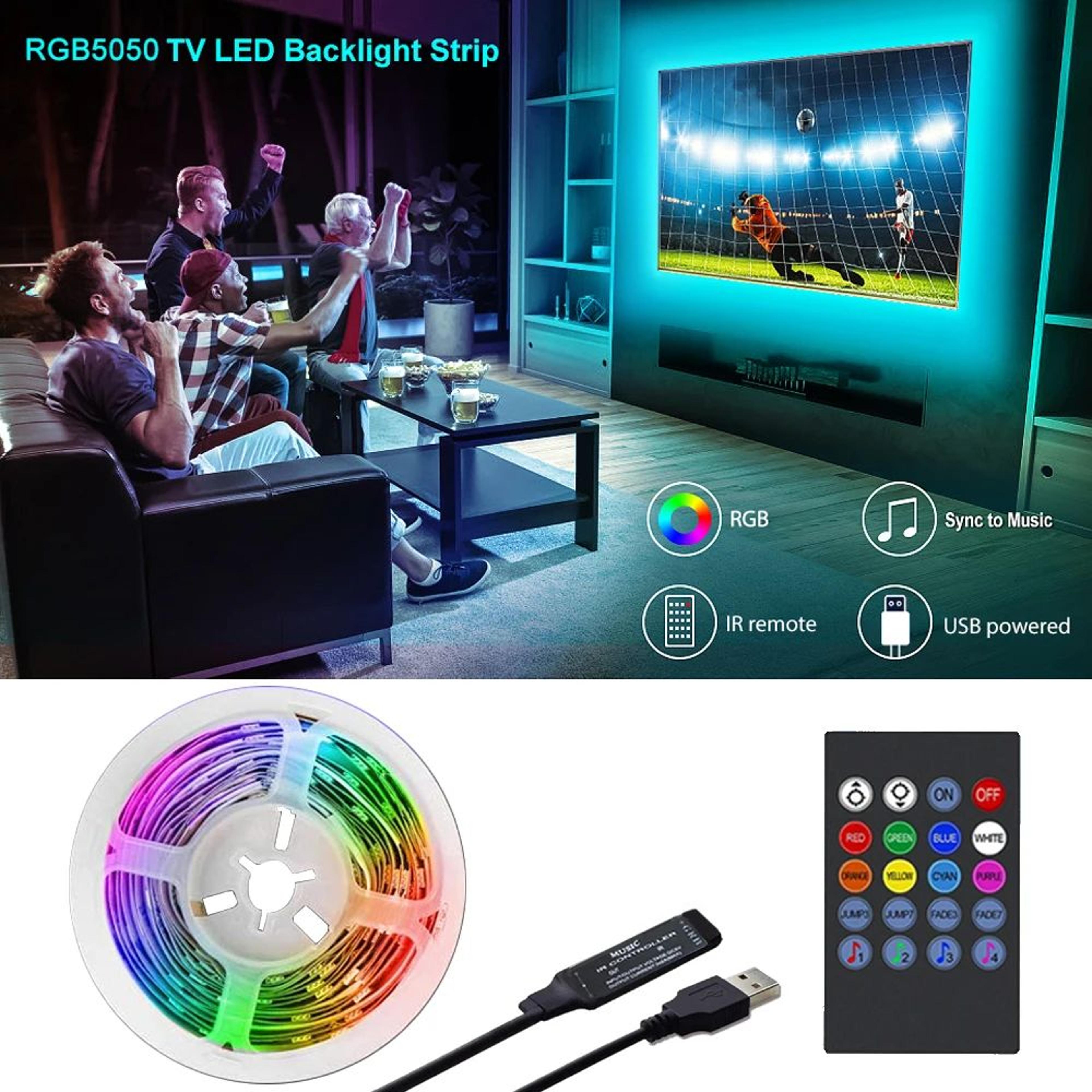 RGB LED TV Backlight Music Sync USB Powered Light Strip For TV PC And Mirror Adjustable Sound Sensi 4