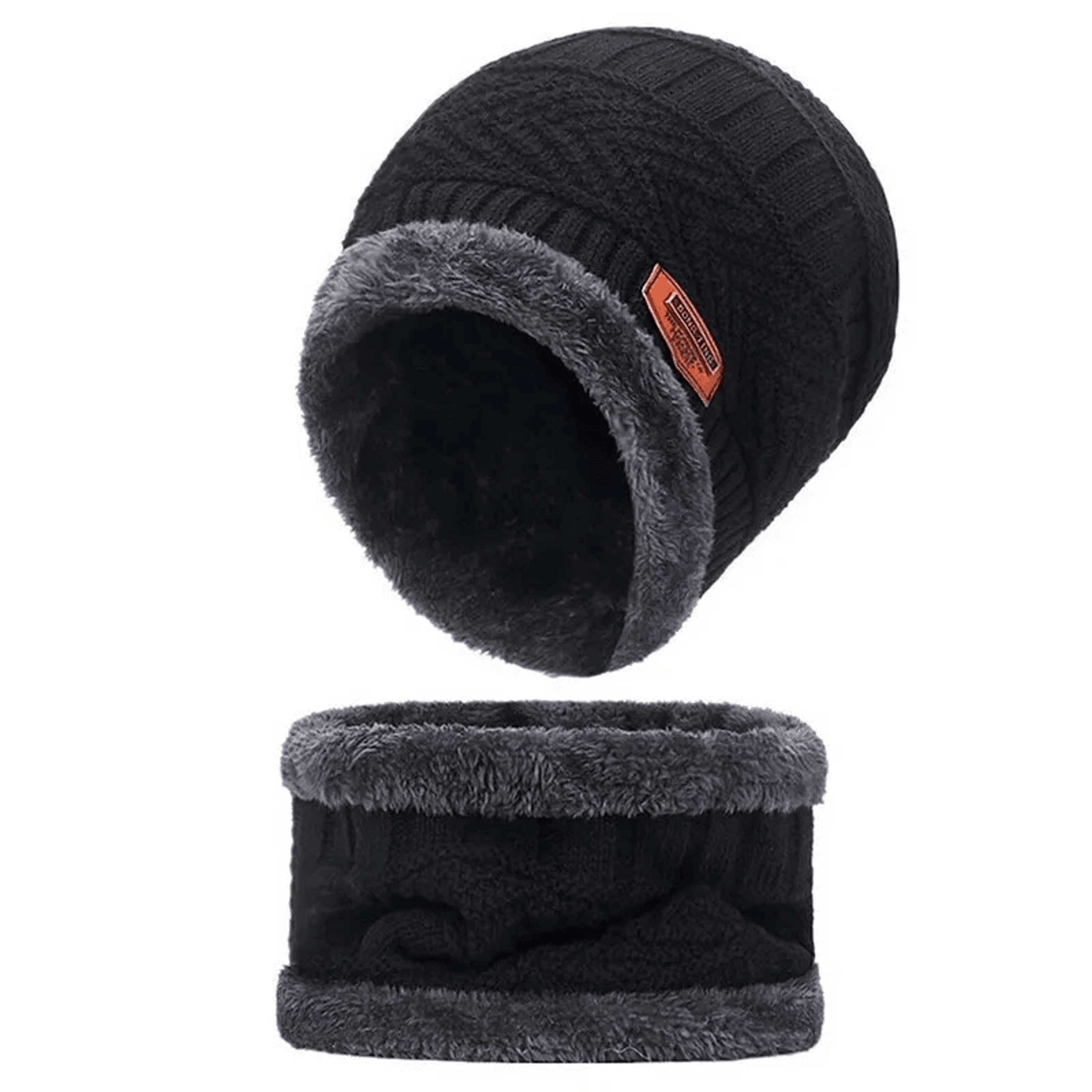 Mens Womens Winter Beanie Hat Scarf Set Warm Knit Hat And Thick Fleece Lined Cap For Cold Weather O 2