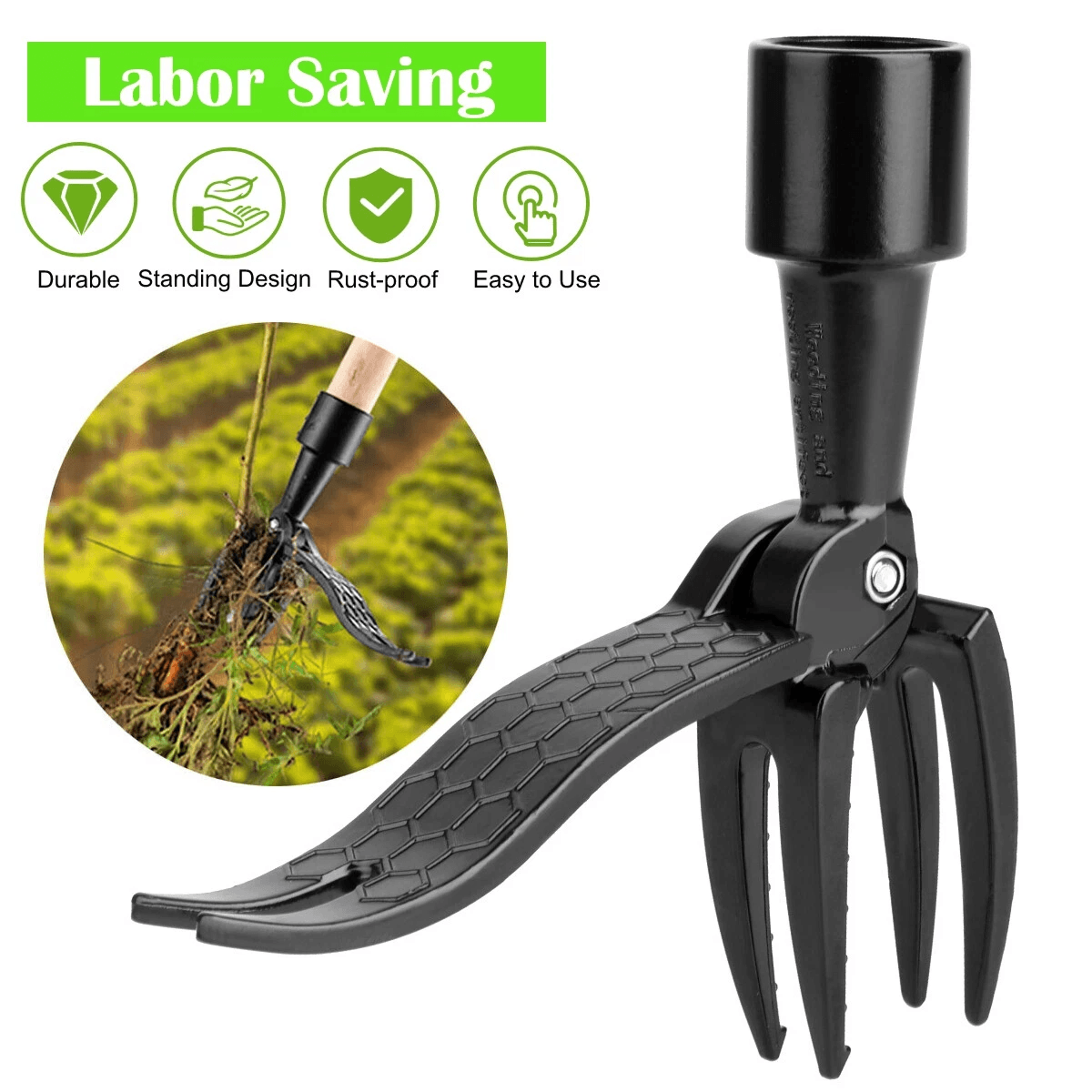 outdoor weeder stand up weed puller tool, garden root remover claw killer, easy use
