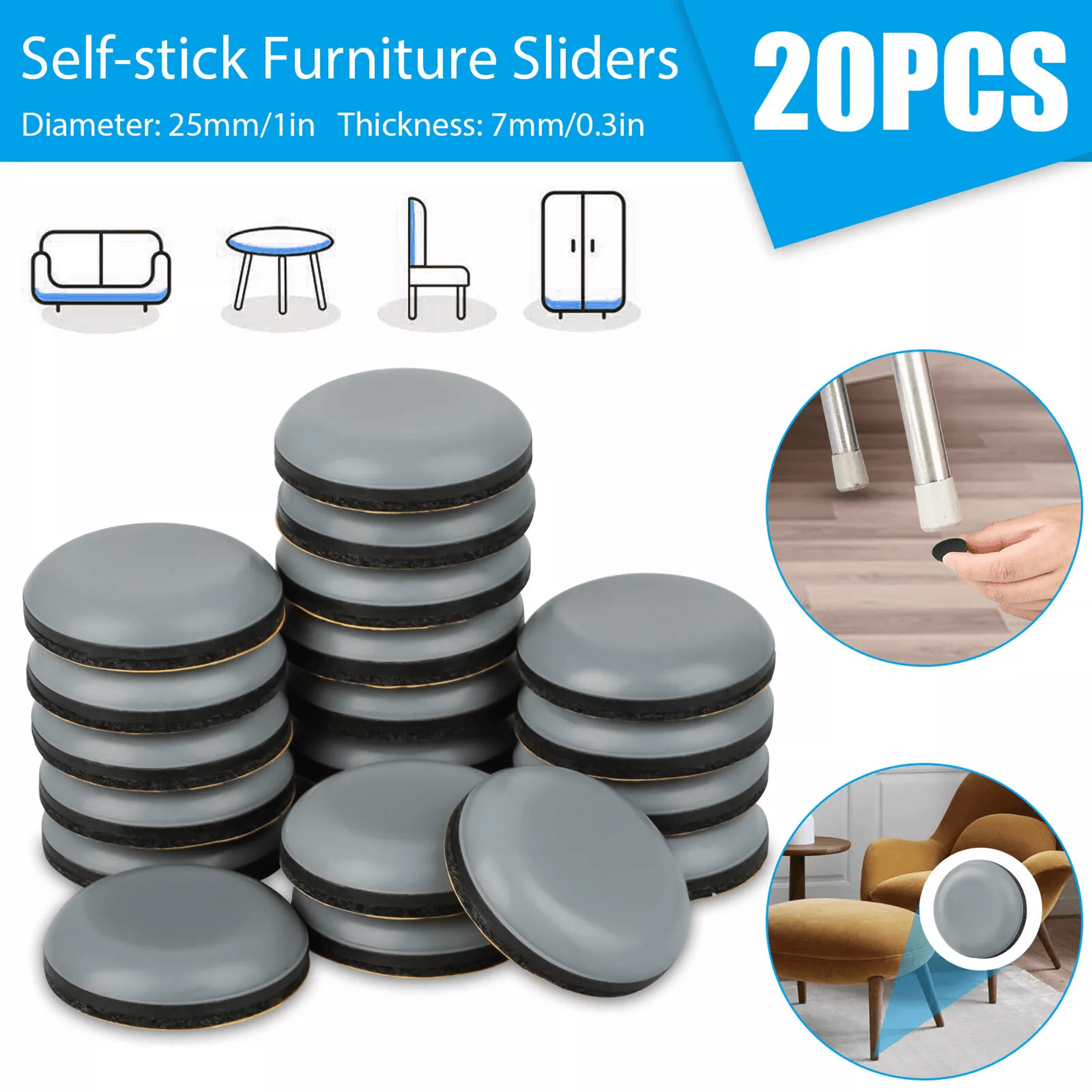 self-stick chair leg protectors, adhesive furniture pads and glides sliders, heavy duty floor scratch protectors