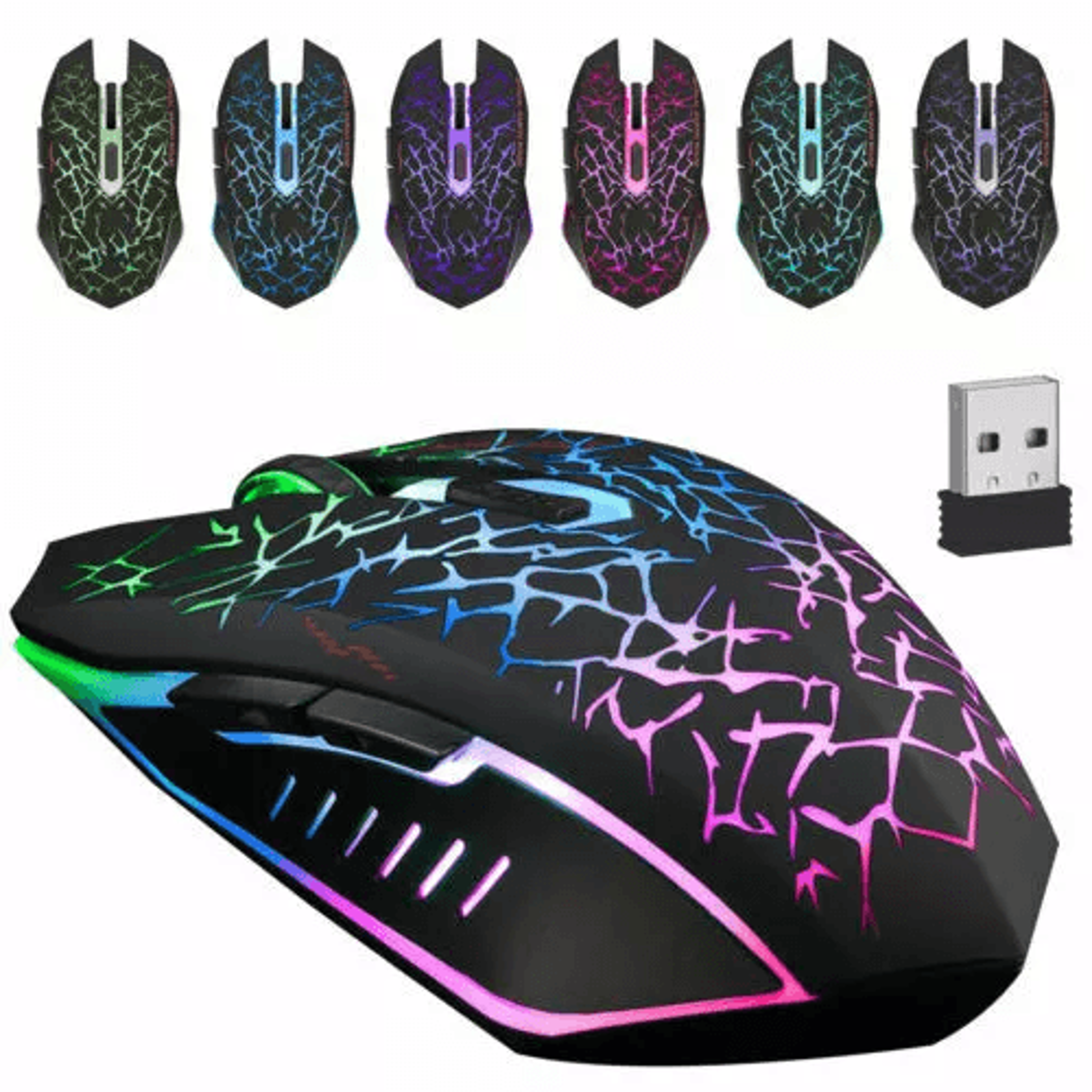 wireless usb optical gaming mouse, led backlit, rechargeable, ergonomic design for pc and laptop