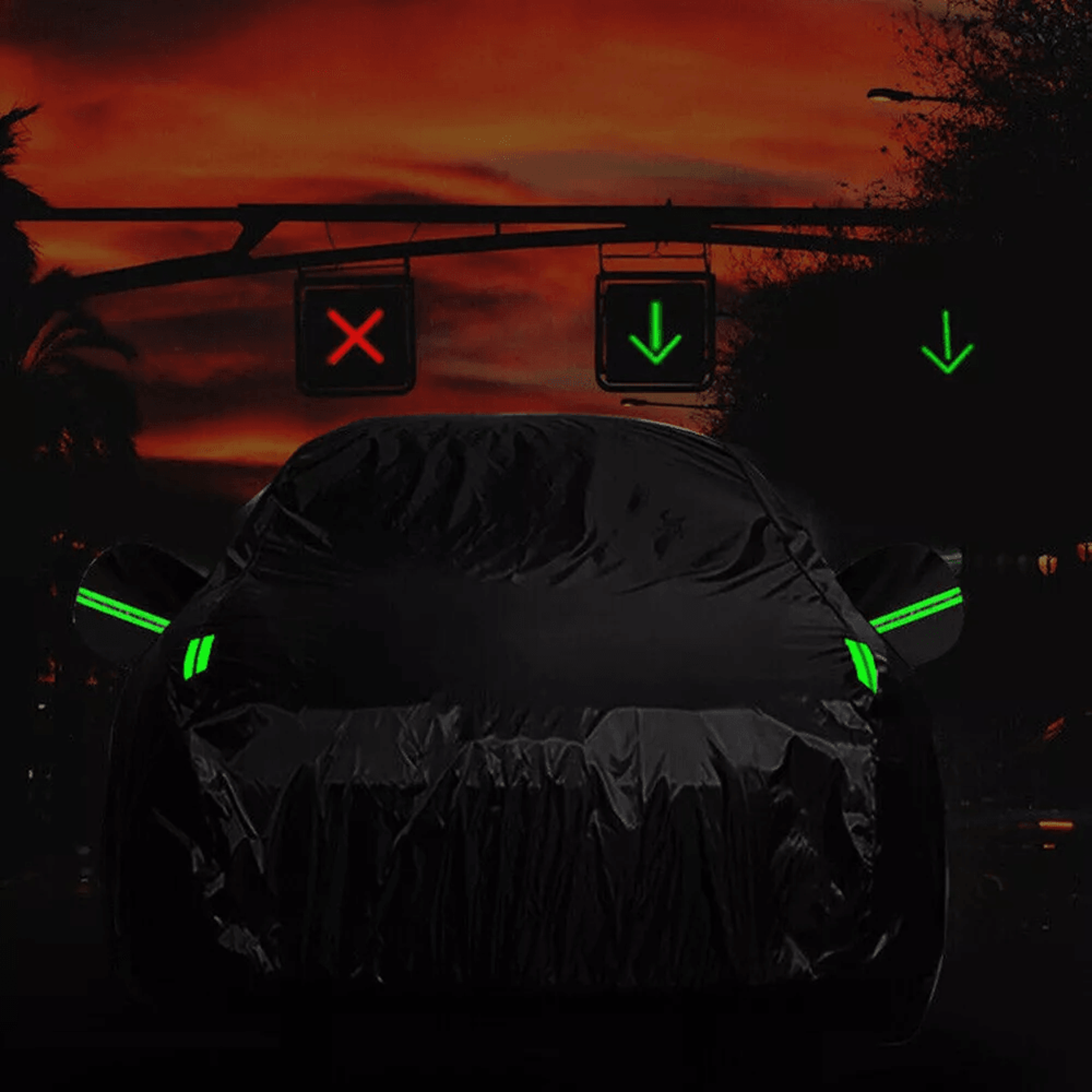heavy duty waterproof car cover outdoor protection, uv, snow, rain resistant with windproof straps, reflective strips