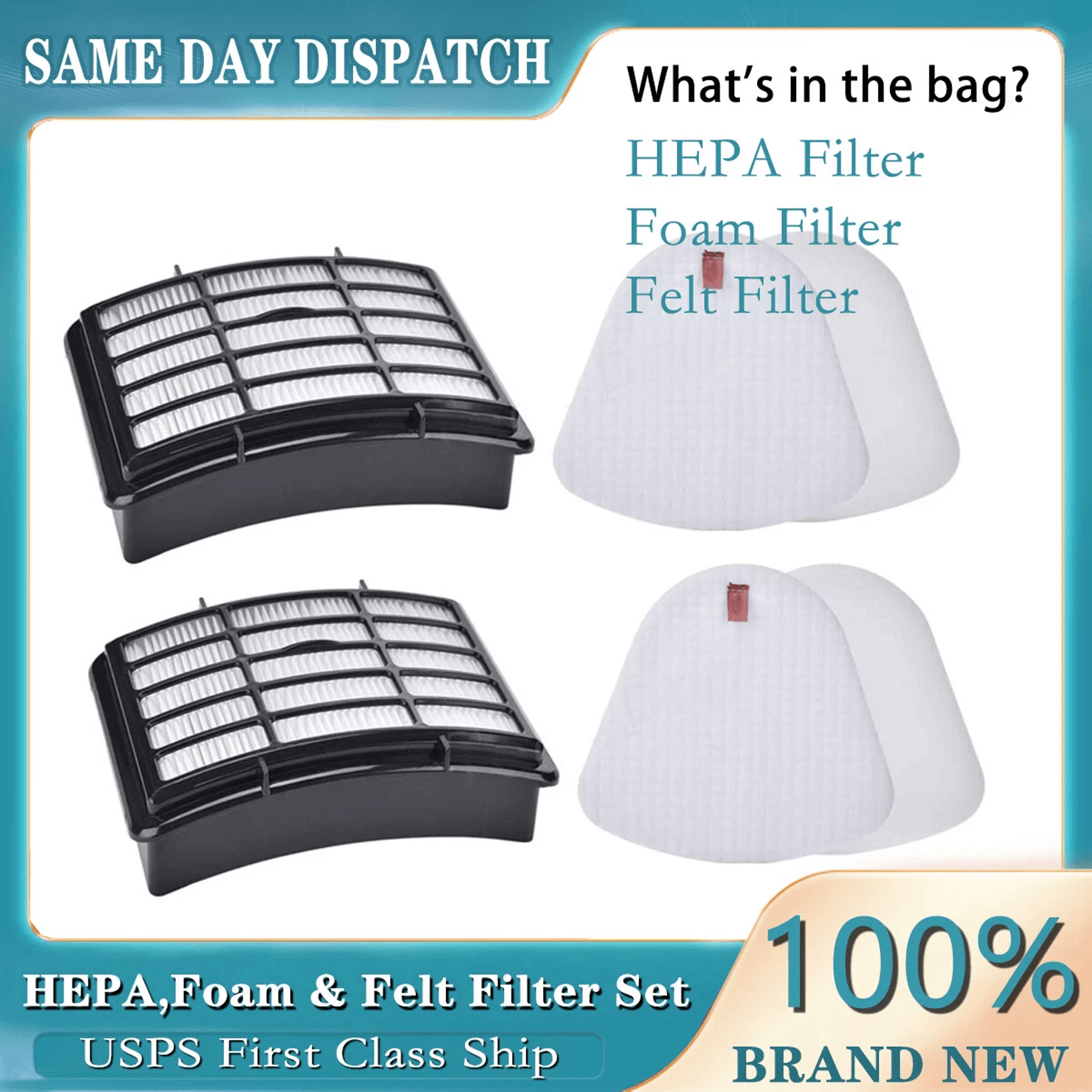 foam & felt filter set for shark navigator lift-away nv350 nv360 nv370 xff350 xhf350