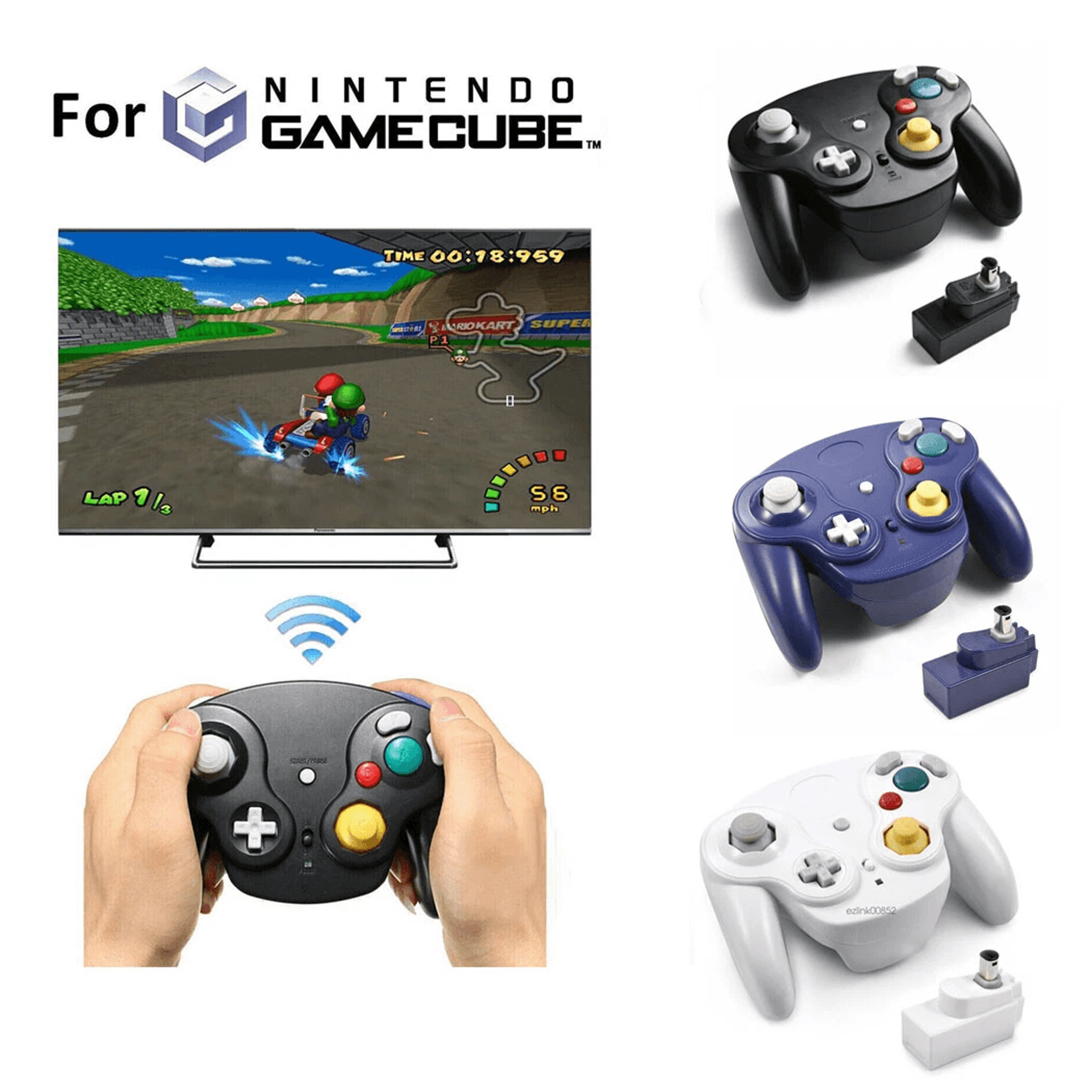 retro wireless gamecube controller with adapter for gc ngc console gaming