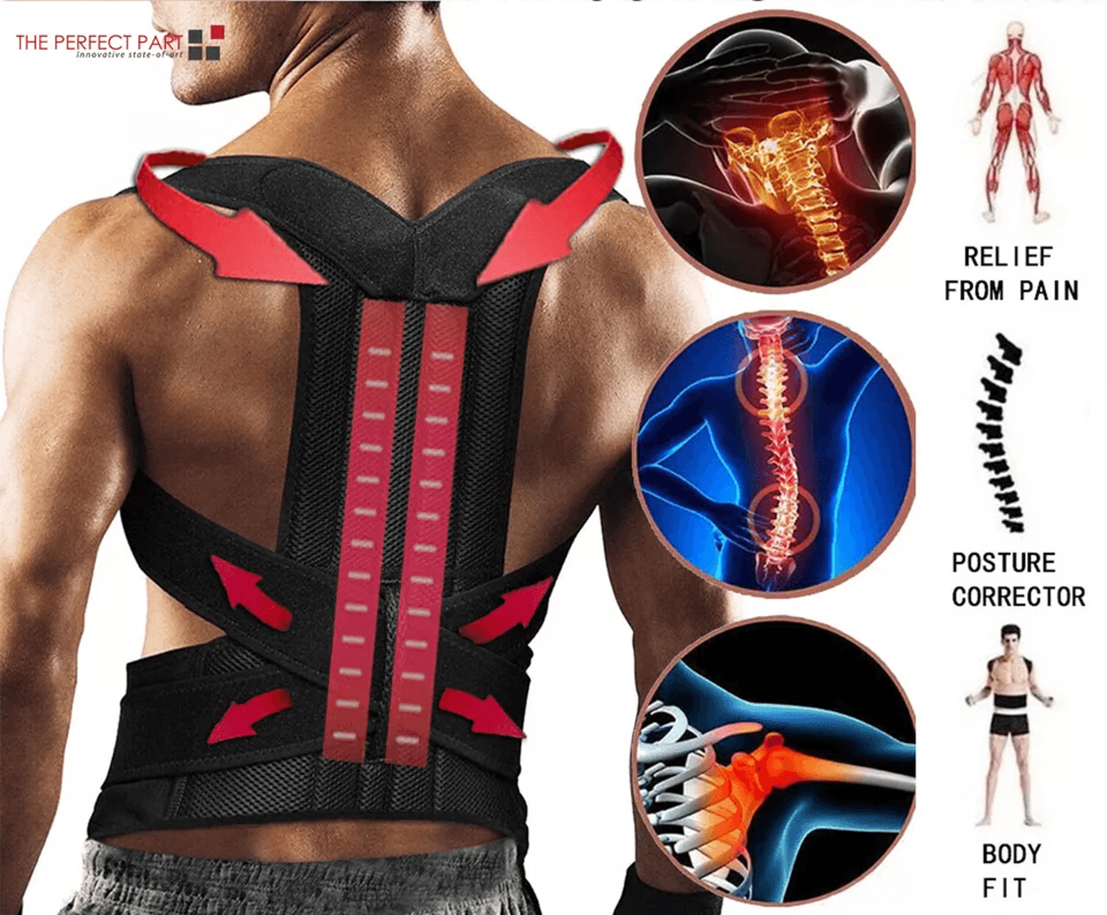 adjustable posture corrector low back support shoulder brace belt for men women, pain relief lumbar support