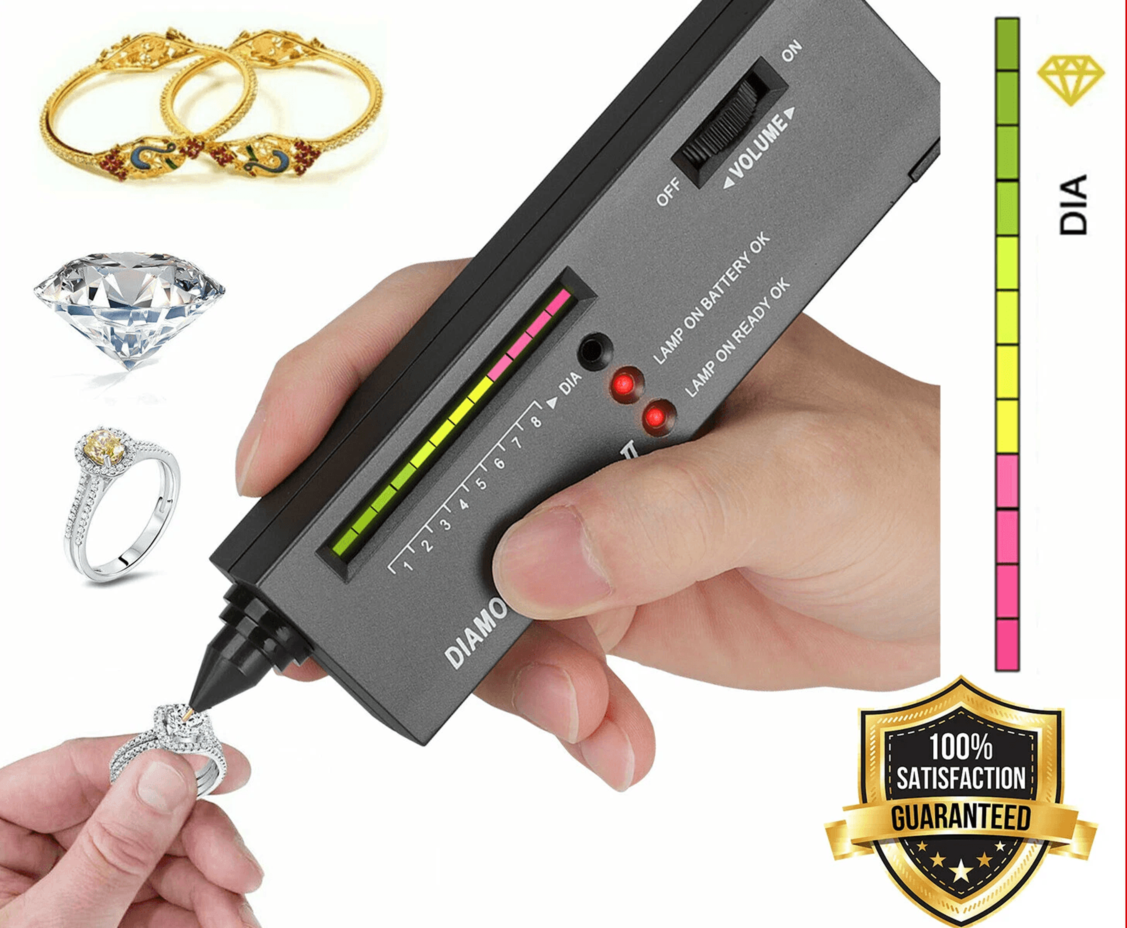 professional portable diamond tester, selector illuminated jewelry & multi gemstone testing tool kit with carrying case