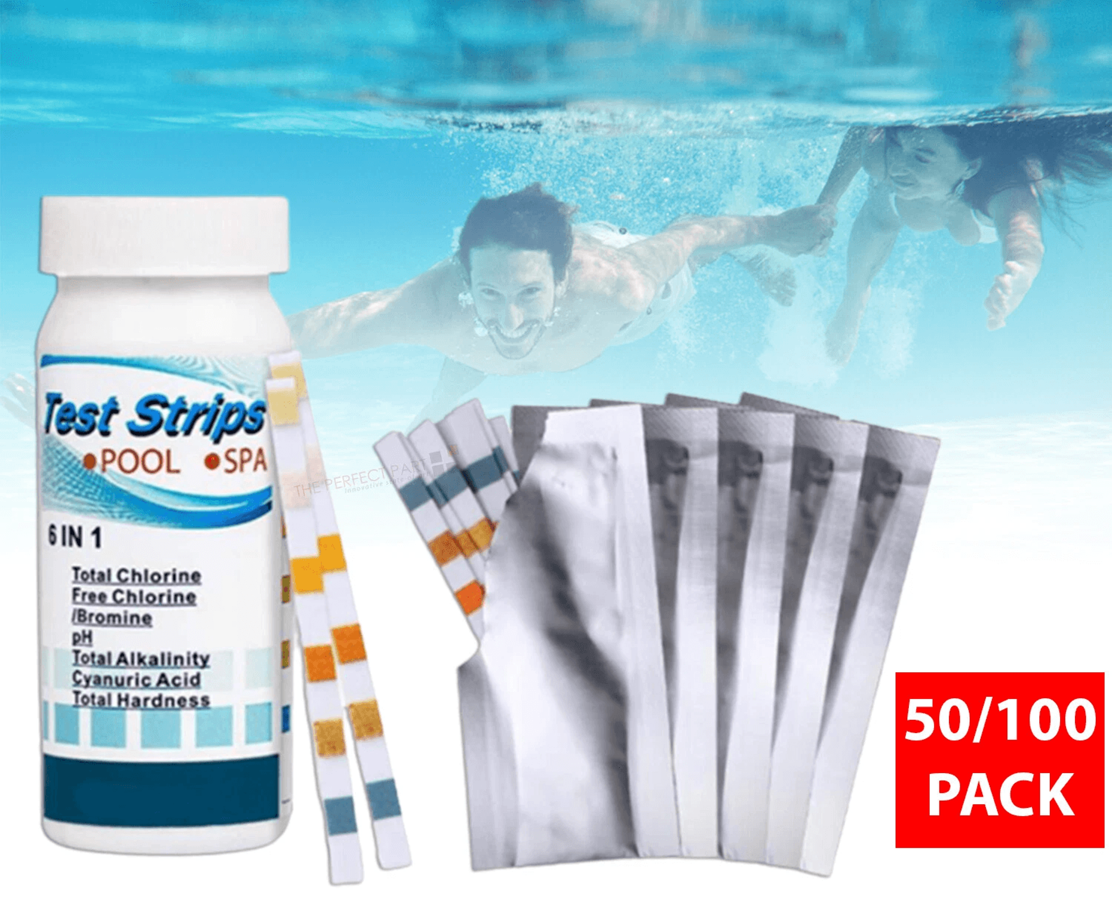 chlorine dip test strips for hot tub, spa & swimming pool, ph tester paper bottle for accurate water quality testing