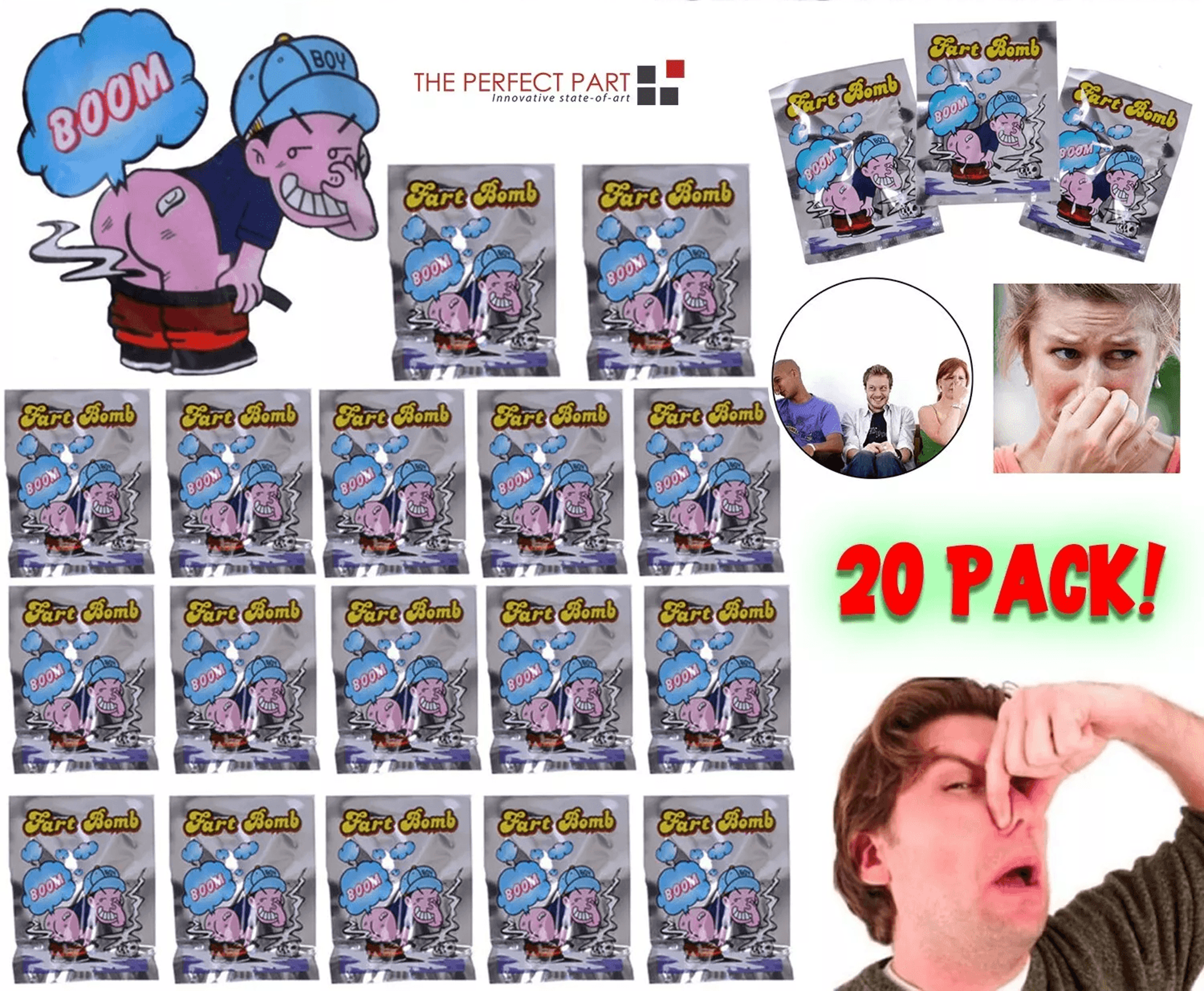 fart stink bombs, nasty smelly prank gag ass bags for funny party joke & hilarious gag gift for adults & teens