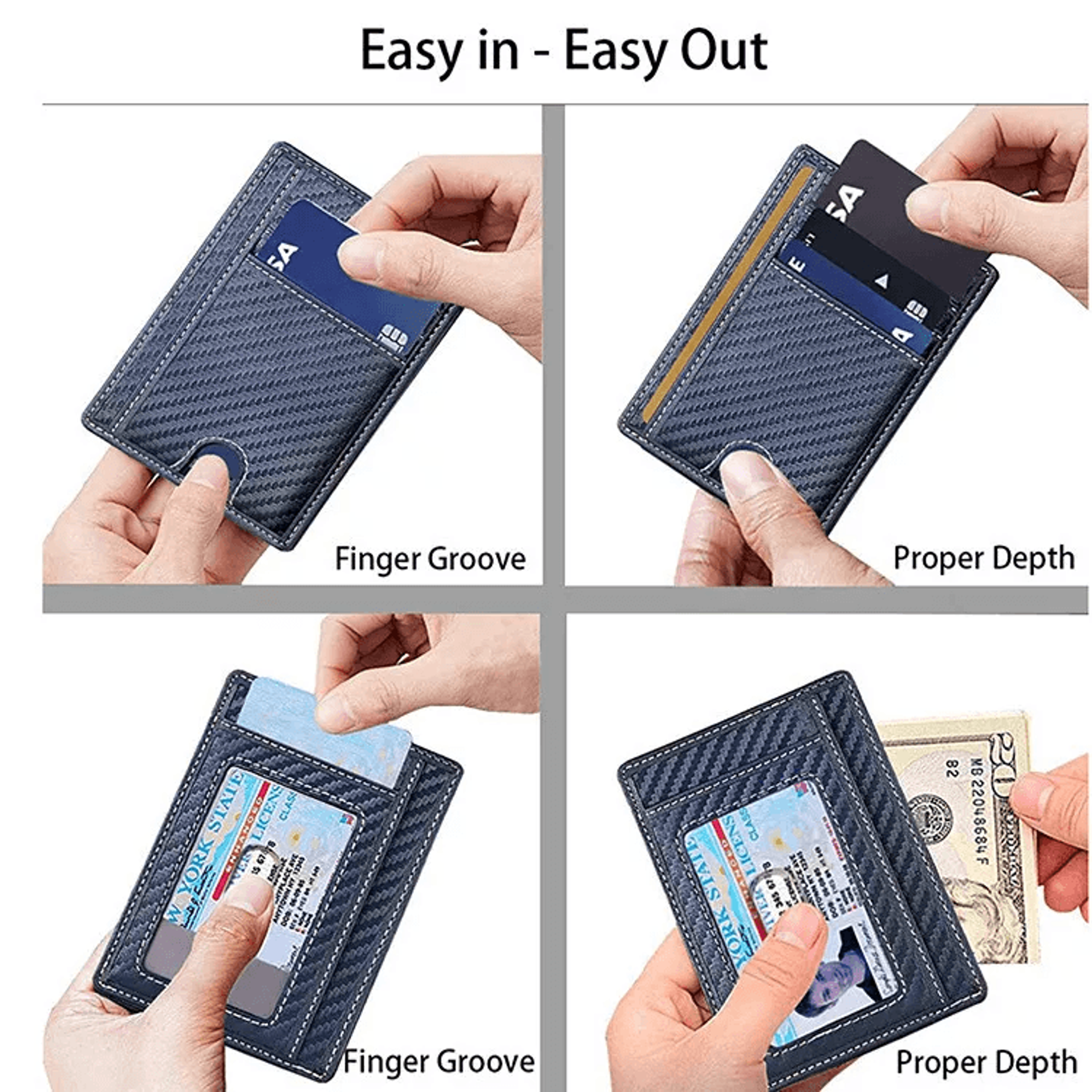 Mens Leather Slim Wallet RFID Blocking Credit Card Holder With ID Window  Money Pocket 1