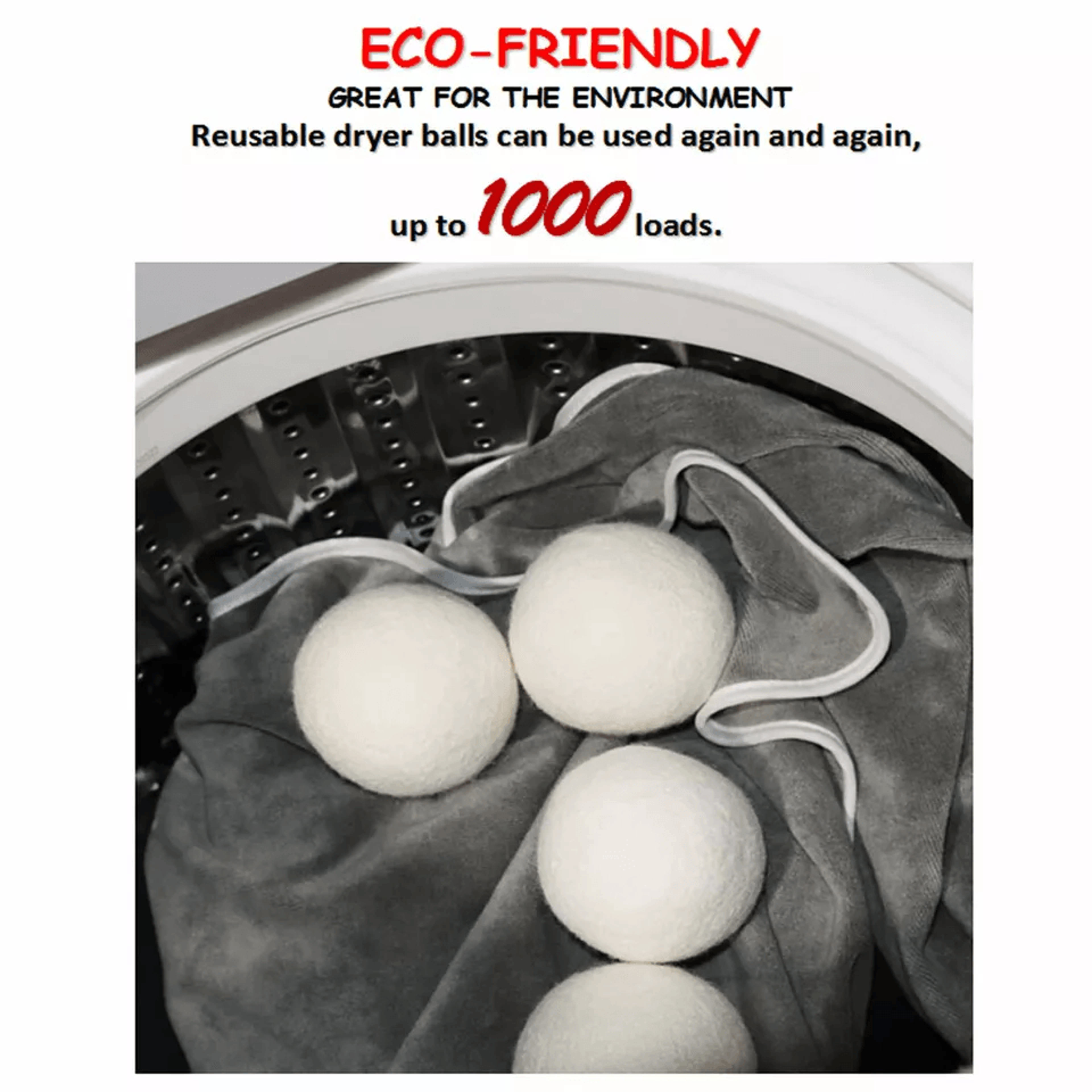 Wool Dryer Balls XL Organic Wool Natural Laundry Fabric Softener Reusable Hypoallergenic  ChemicalF 2