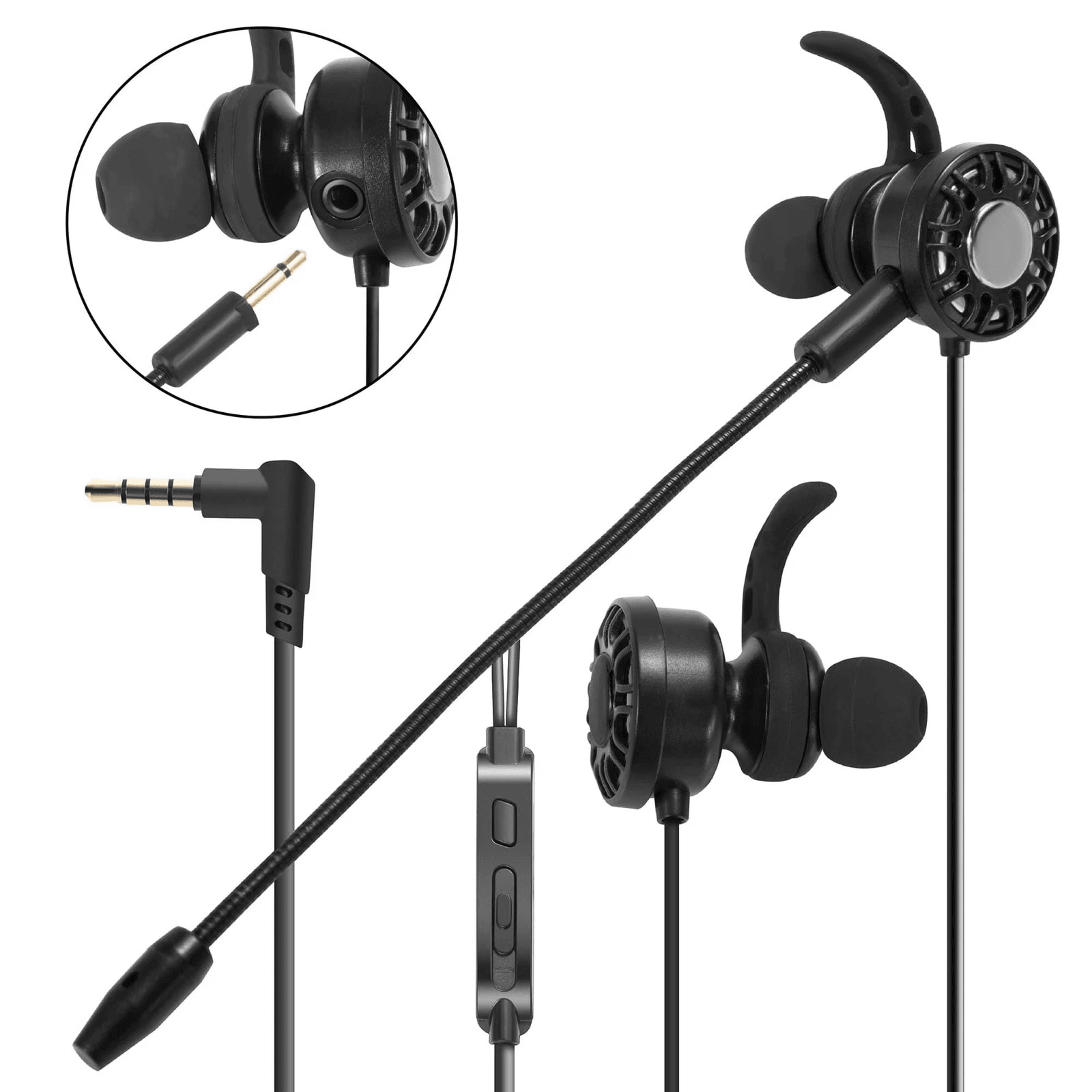 in-ear pc music gaming headset headphone earphone, stereo sound with dual mic for ps4, xbox, laptop, mobile & switch