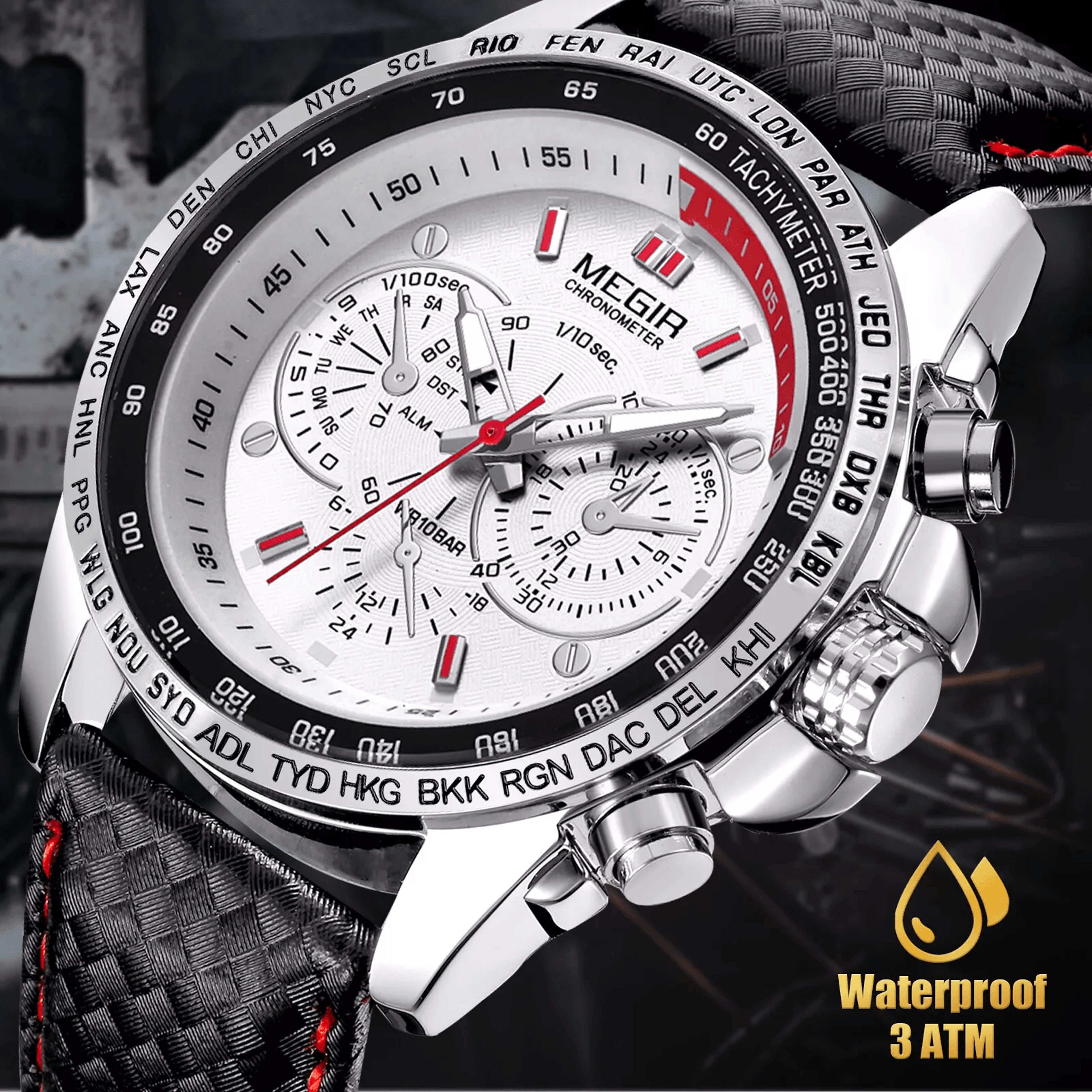 mens quartz watch 30m water resistant military watch with leather strap