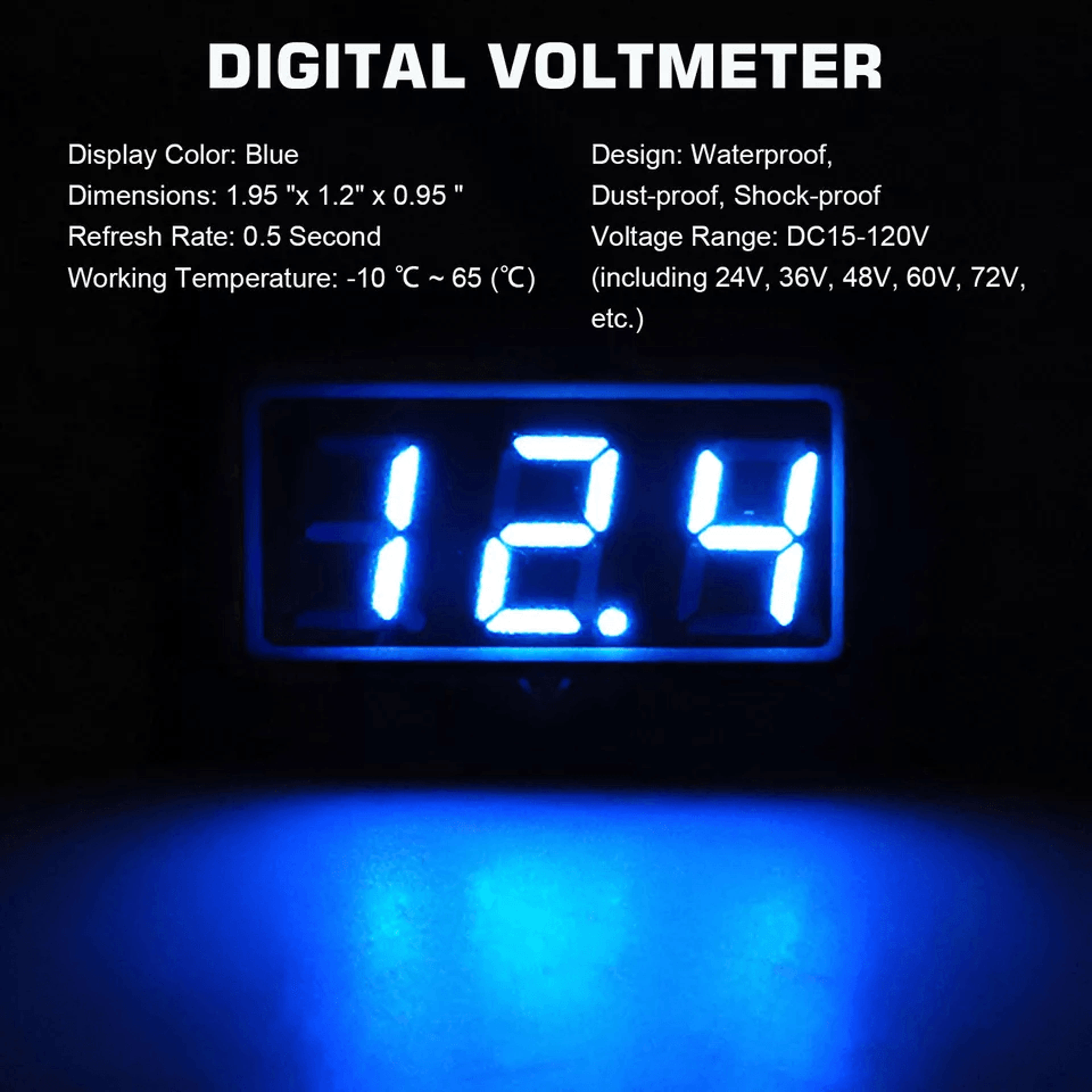 Waterproof Golf Cart Blue LED Battery Meter Gauge For Yamaha Club Car 2
