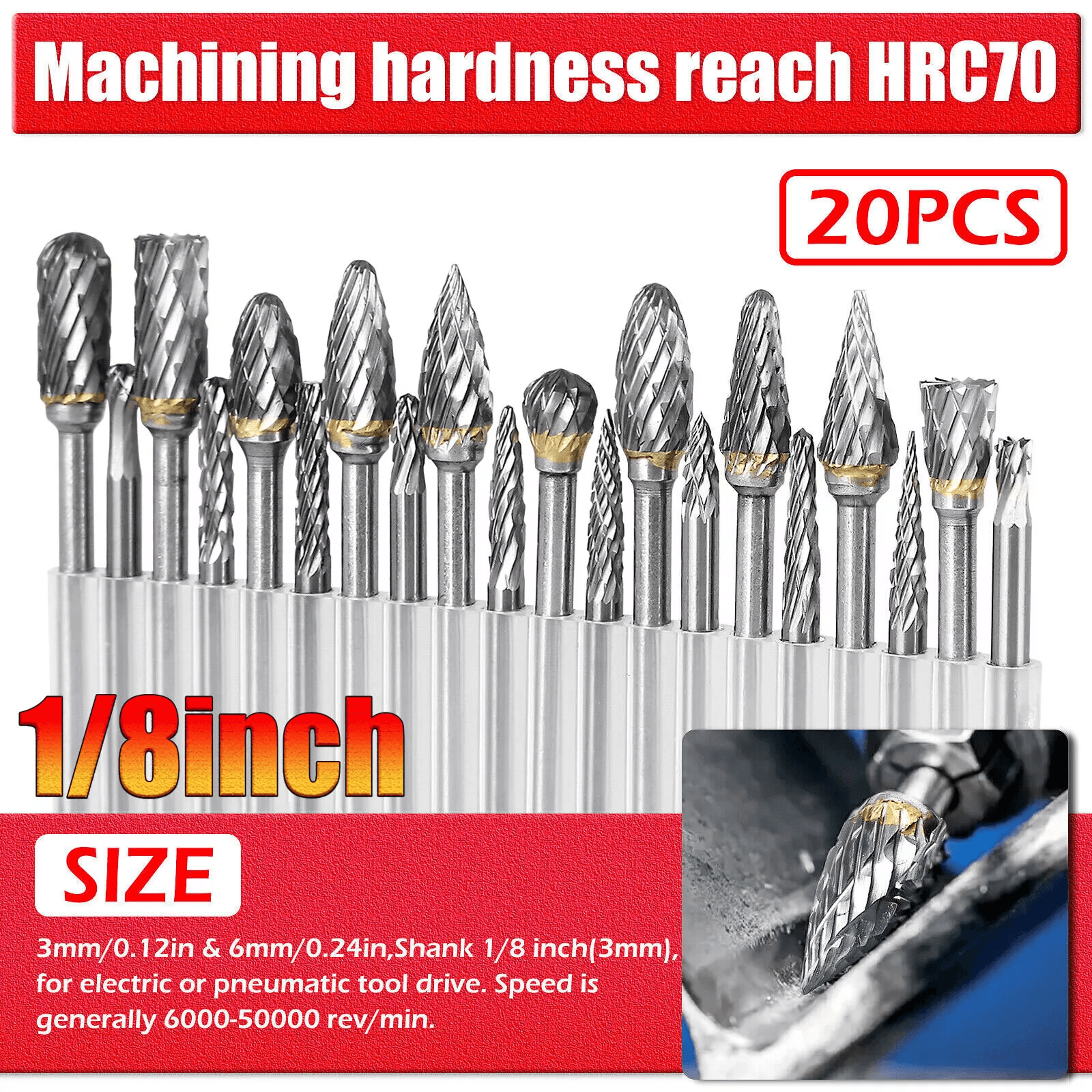 tungsten carbide rotary burr set, shank die grinder carving bits kit