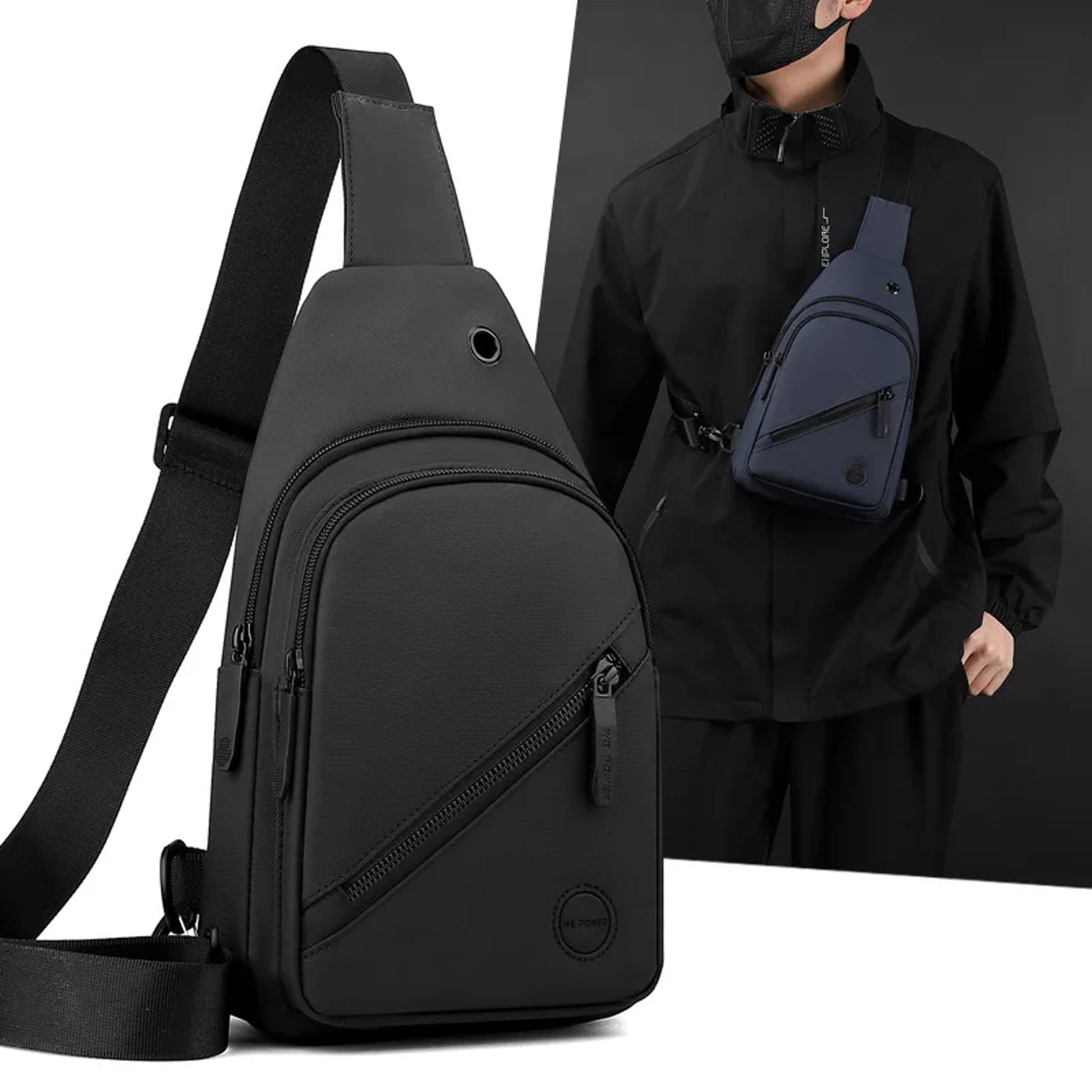 multipurpose nylon crossbody chest bag for men, lightweight sling bag for hiking, travel & everyday commute