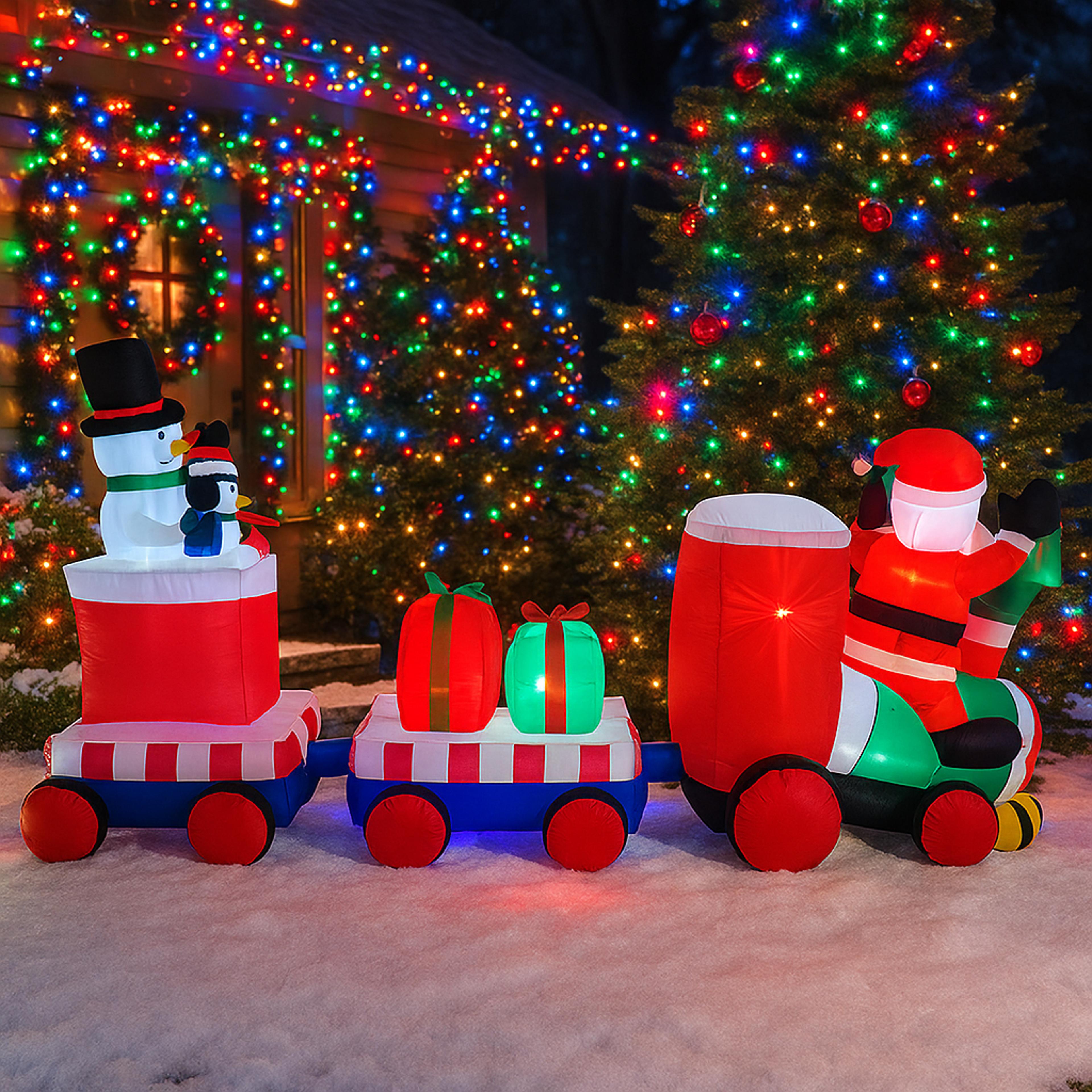 Inflatable Santa Claus Train Toys Christmas Outdoor Party Decorations Home Yard LED Lighted Ornamen 3