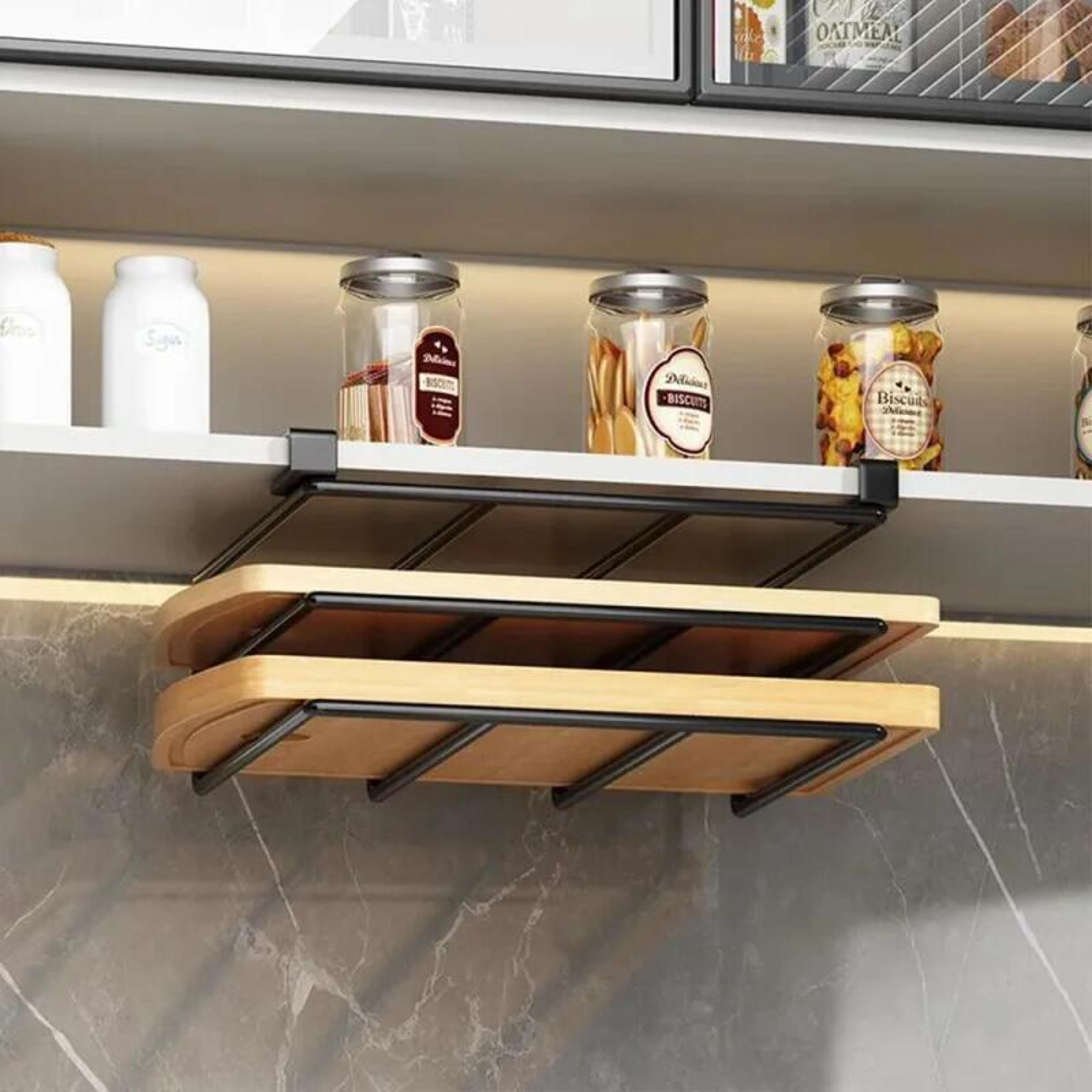 Under Cabinet Kitchen Organizer Rack With Paper Towel Holder And Hooks 3