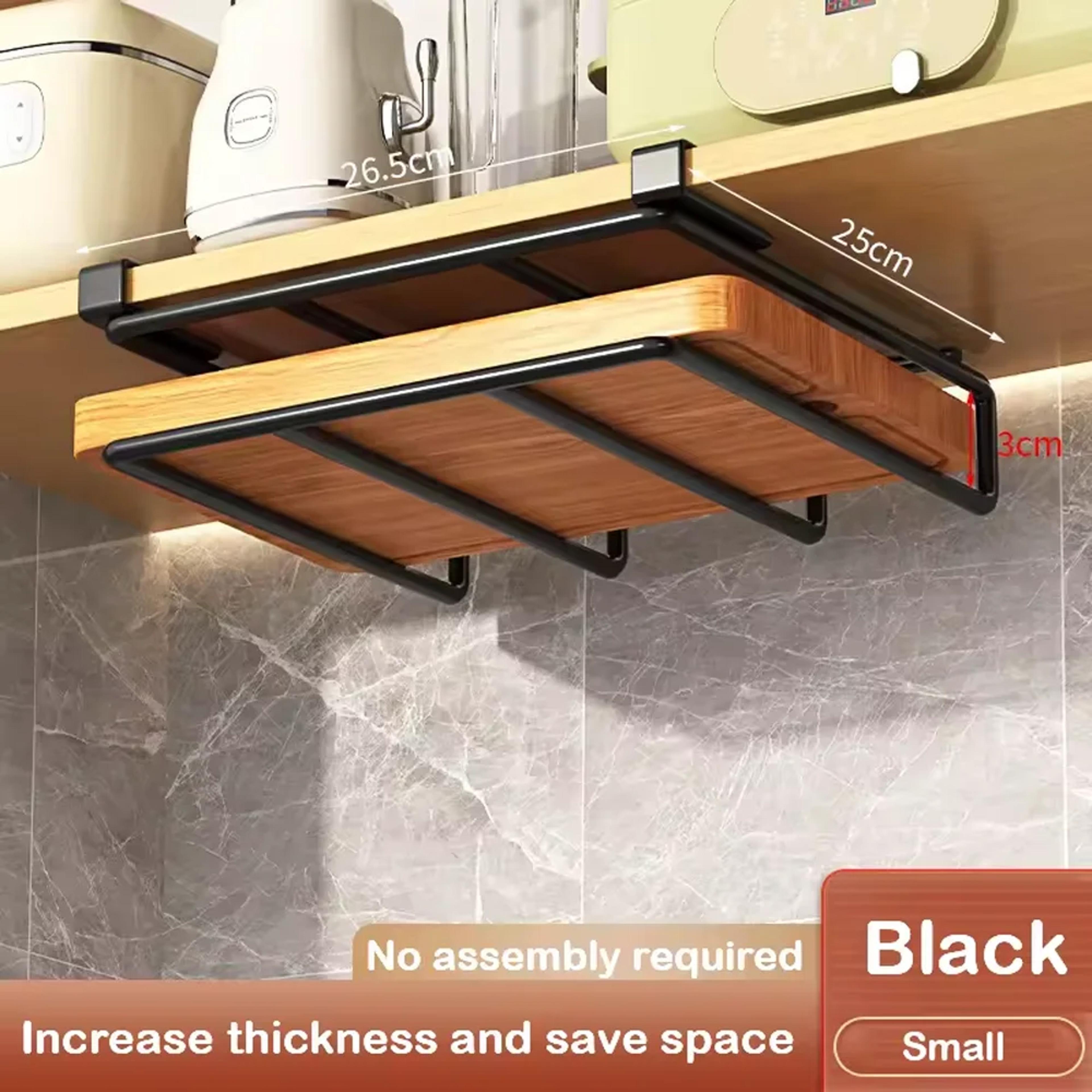 Under Cabinet Kitchen Organizer Rack With Paper Towel Holder And Hooks 8