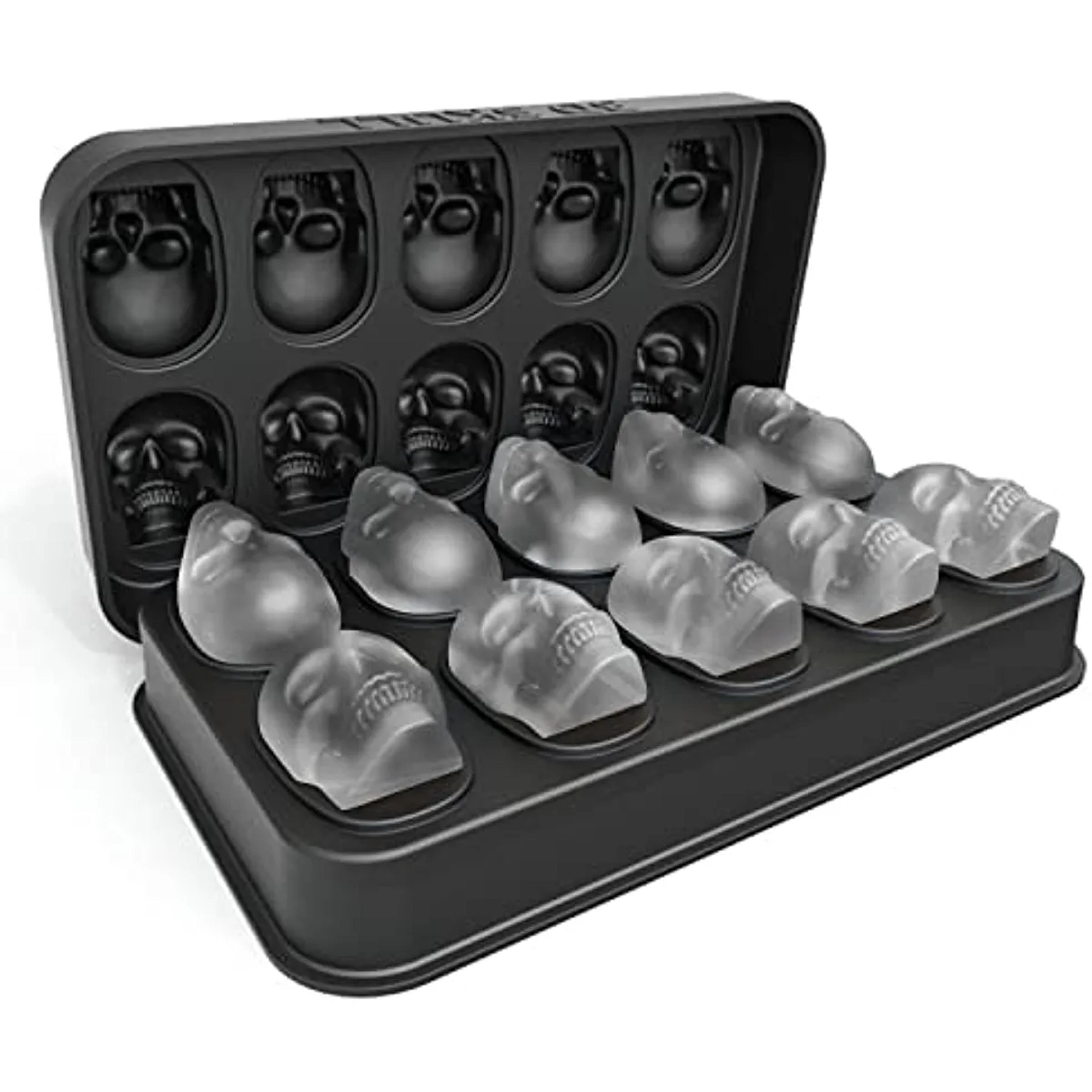 skull ice cube mold for whiskey – 10-cavity silicone ice machine tray with funnel for baking & cocktails