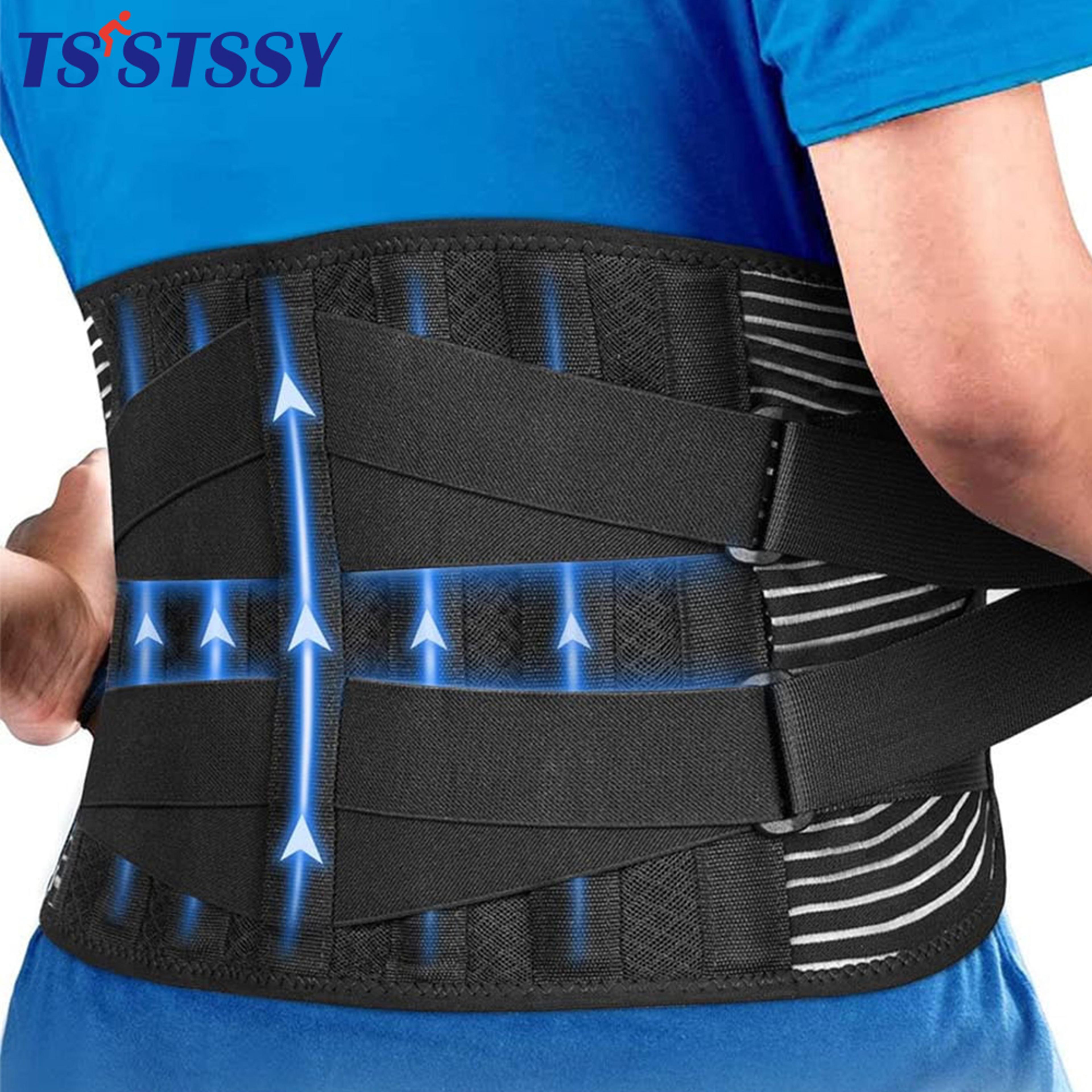 double pull back brace for men & women, orthopedic lumbar support belt with spine decompression for back pain relief