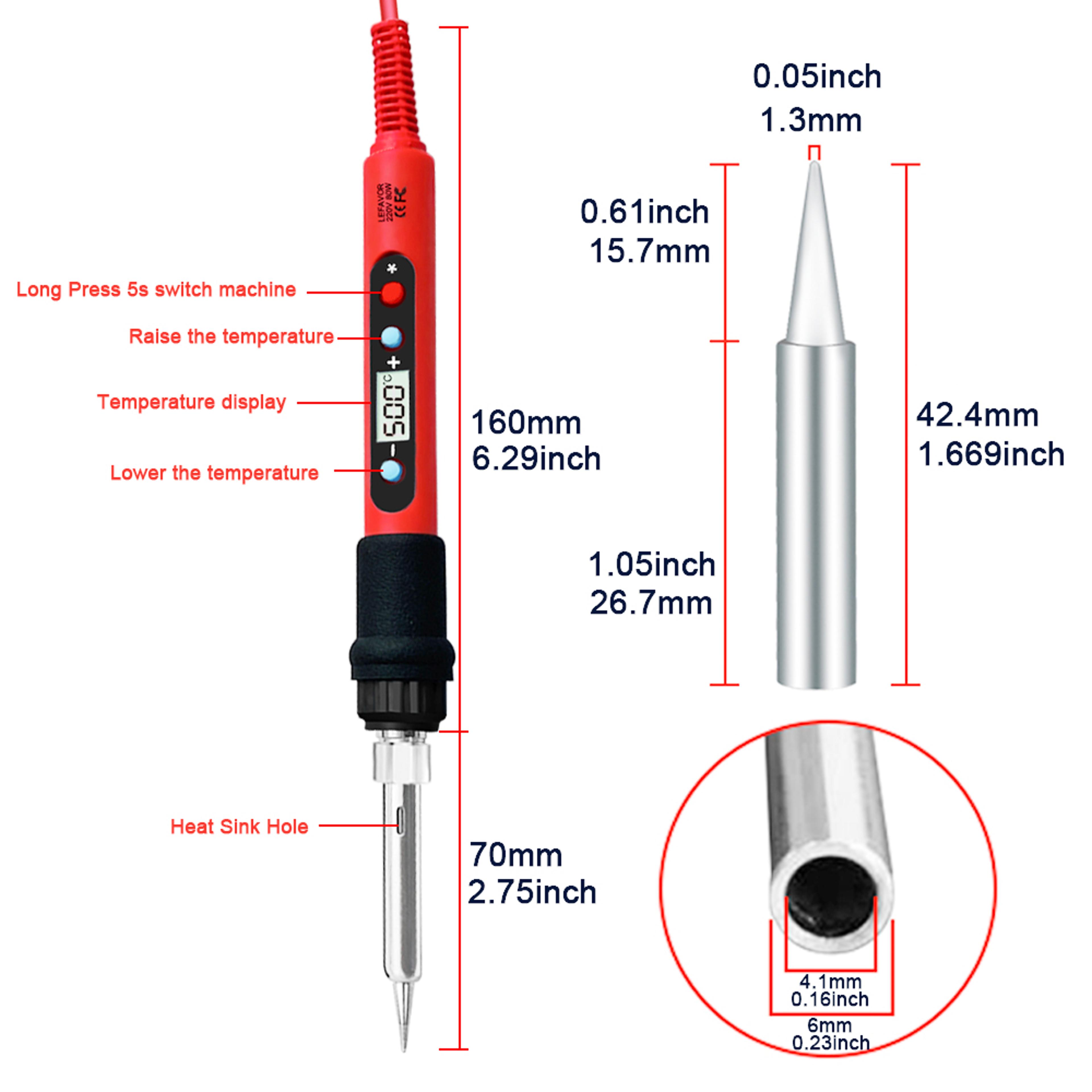Professional 80W Soldering Iron Kit With Adjustable Temperature LCD Display Ceramic Heater Tips Twe 1