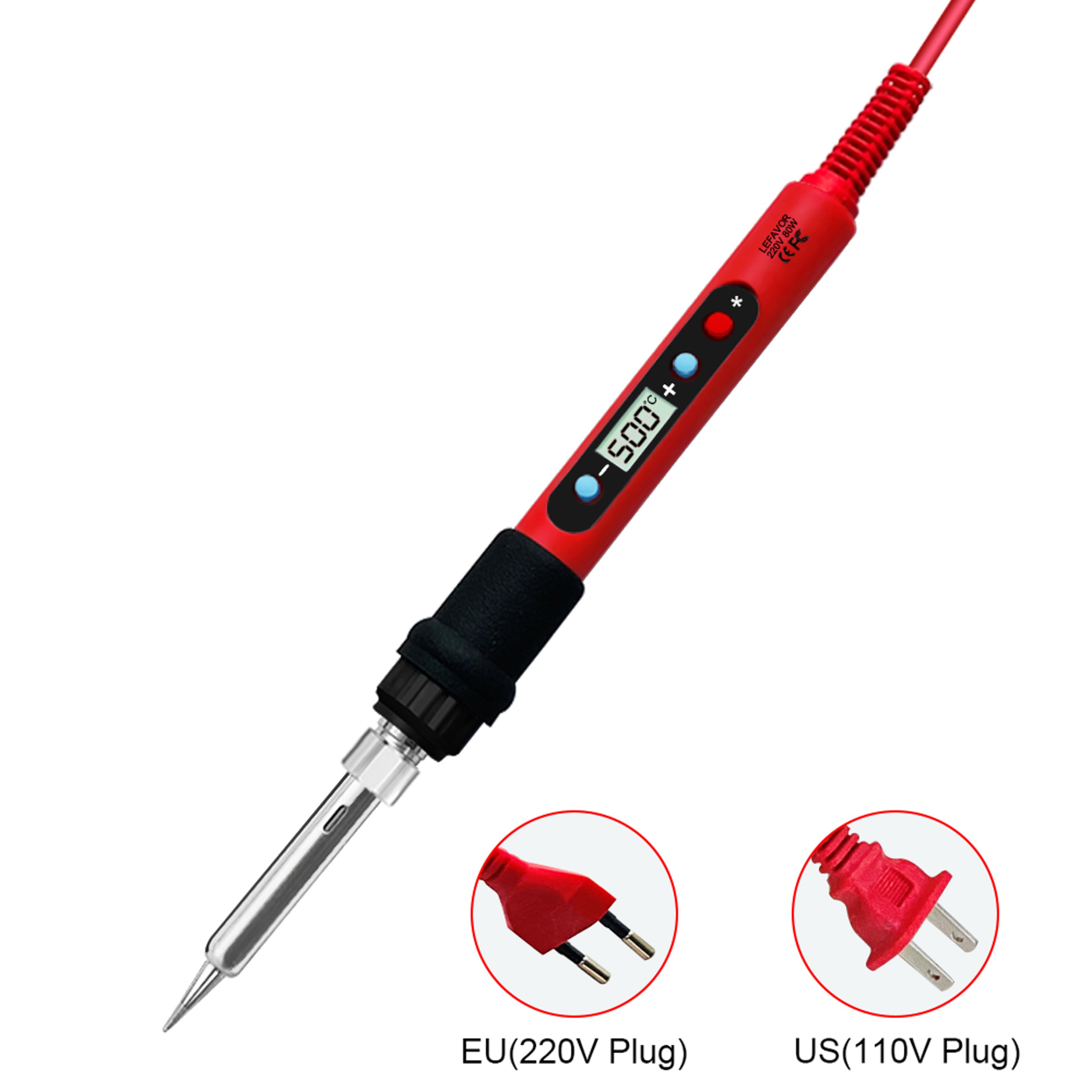 Professional 80W Soldering Iron Kit With Adjustable Temperature LCD Display Ceramic Heater Tips Twe 3