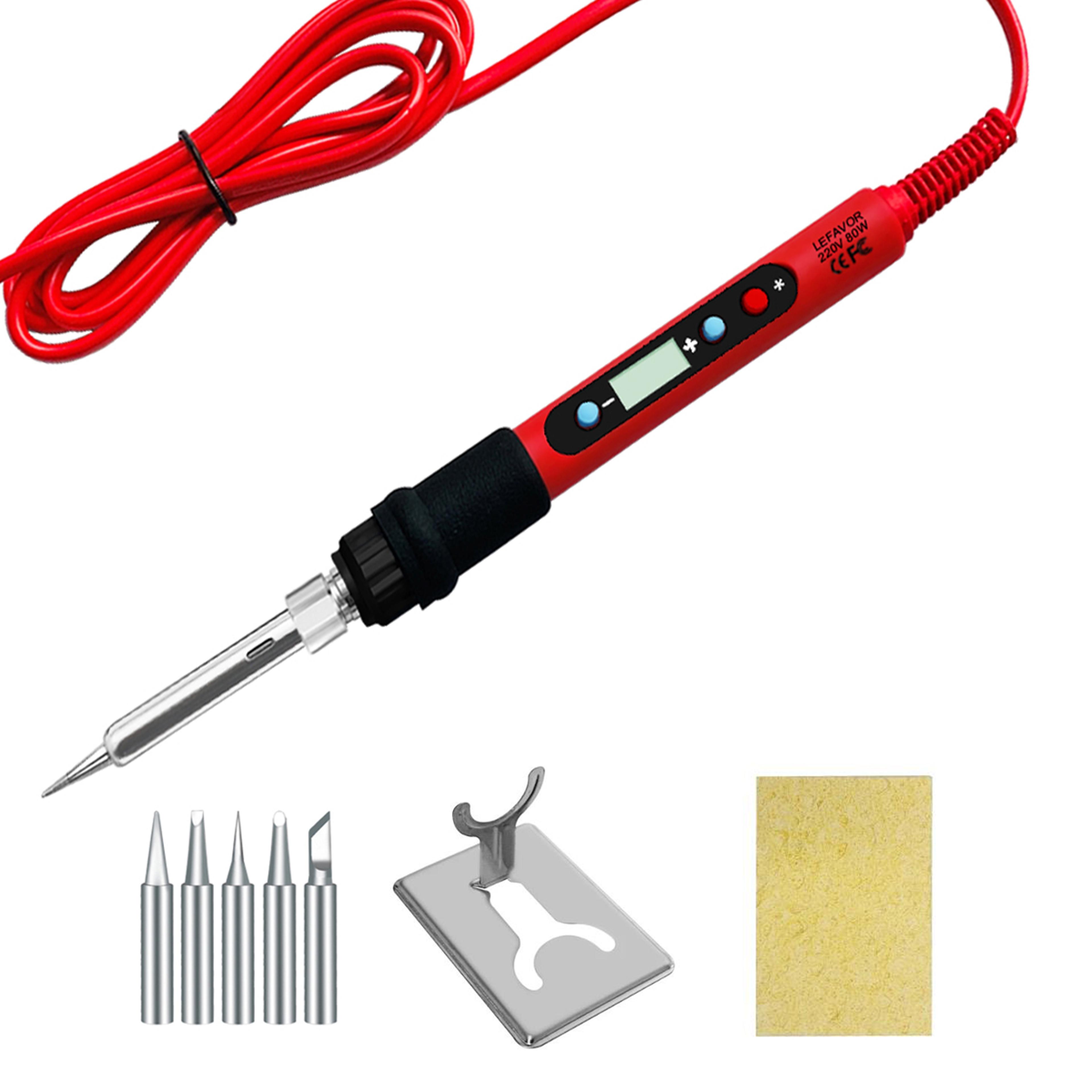 Professional 80W Soldering Iron Kit With Adjustable Temperature LCD Display Ceramic Heater Tips Twe 6