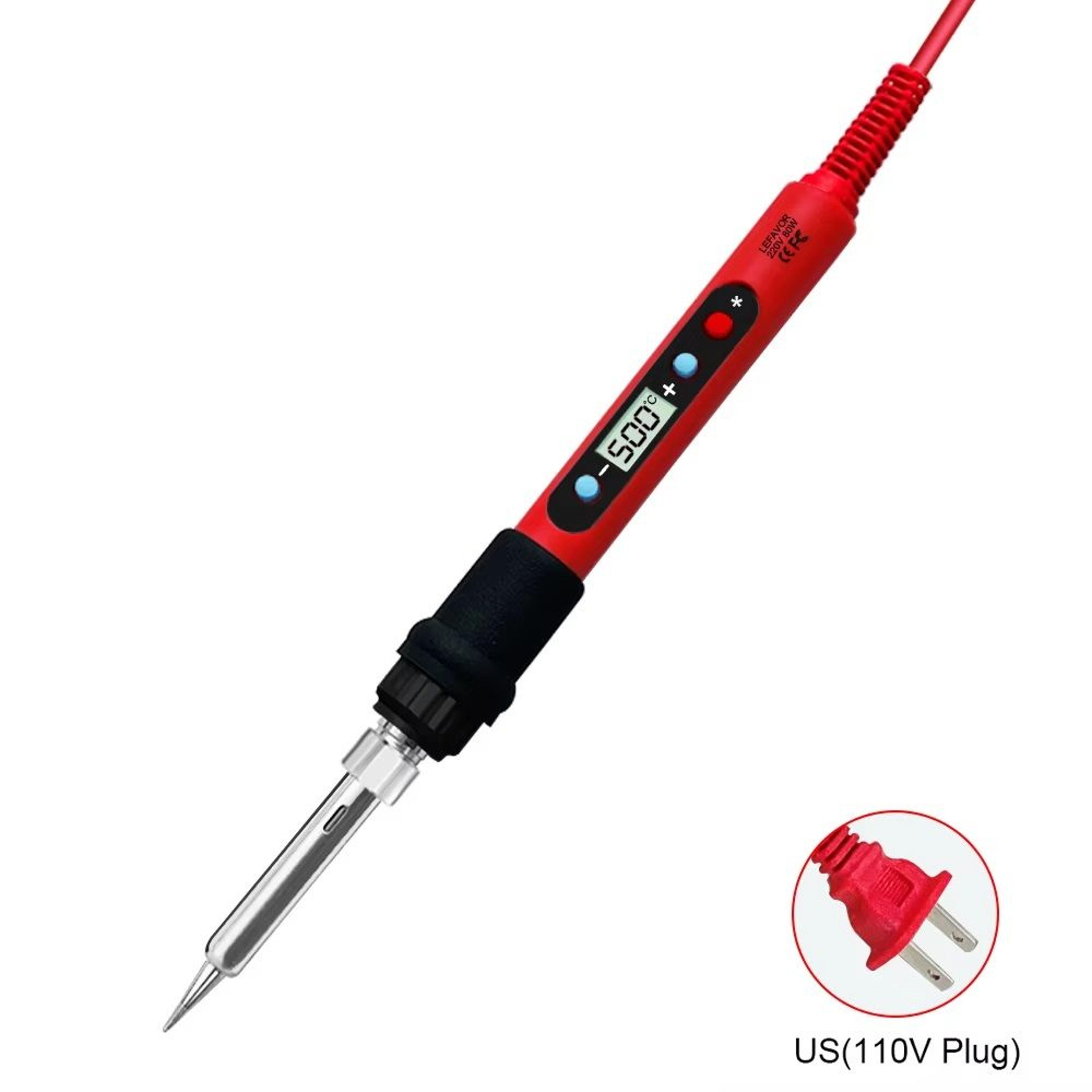 Professional 80W Soldering Iron Kit With Adjustable Temperature LCD Display Ceramic Heater Tips Twe 10