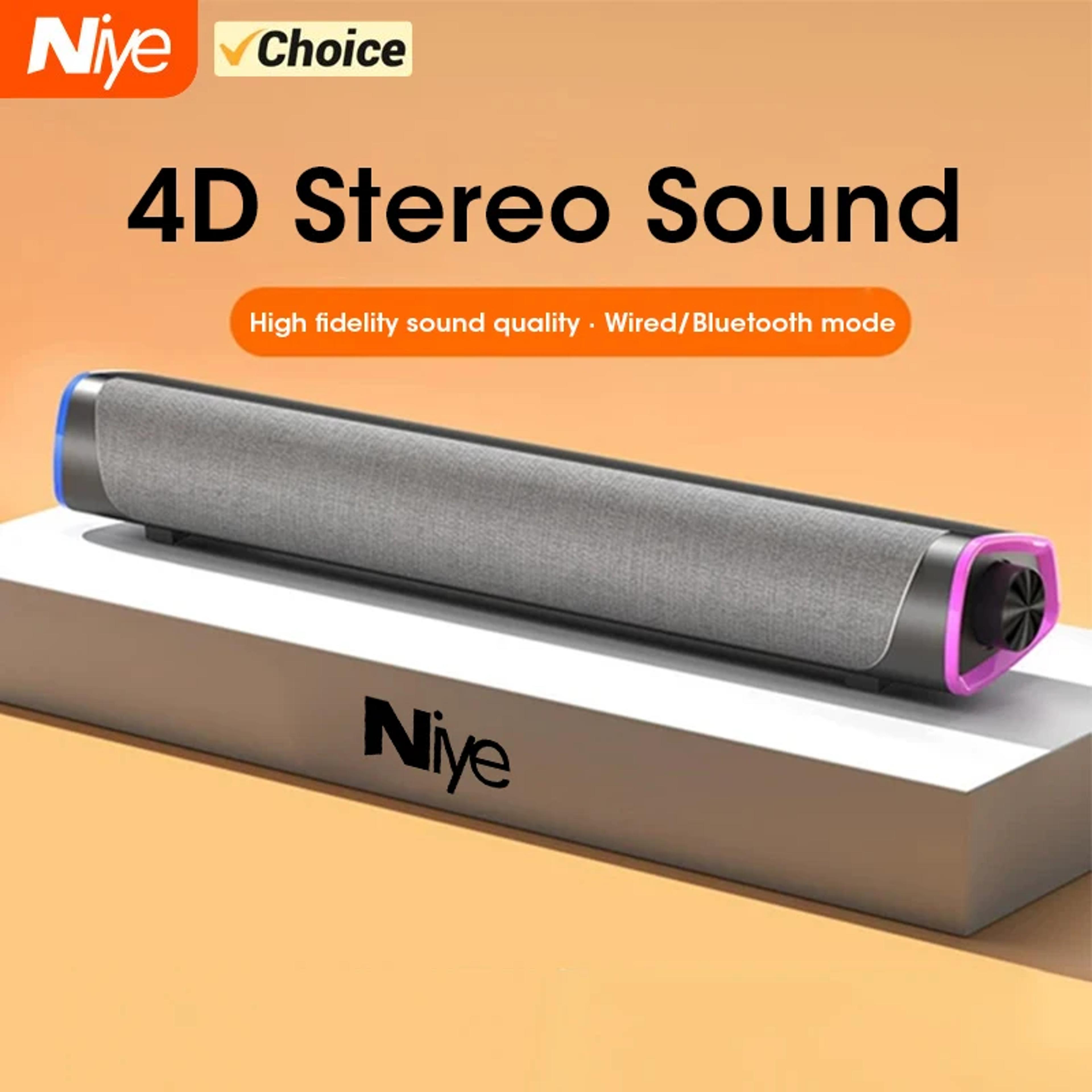 4d computer speaker bar with stereo sound, subwoofer bluetooth 5.0 speaker for macbook, laptop, pc, wired wireless