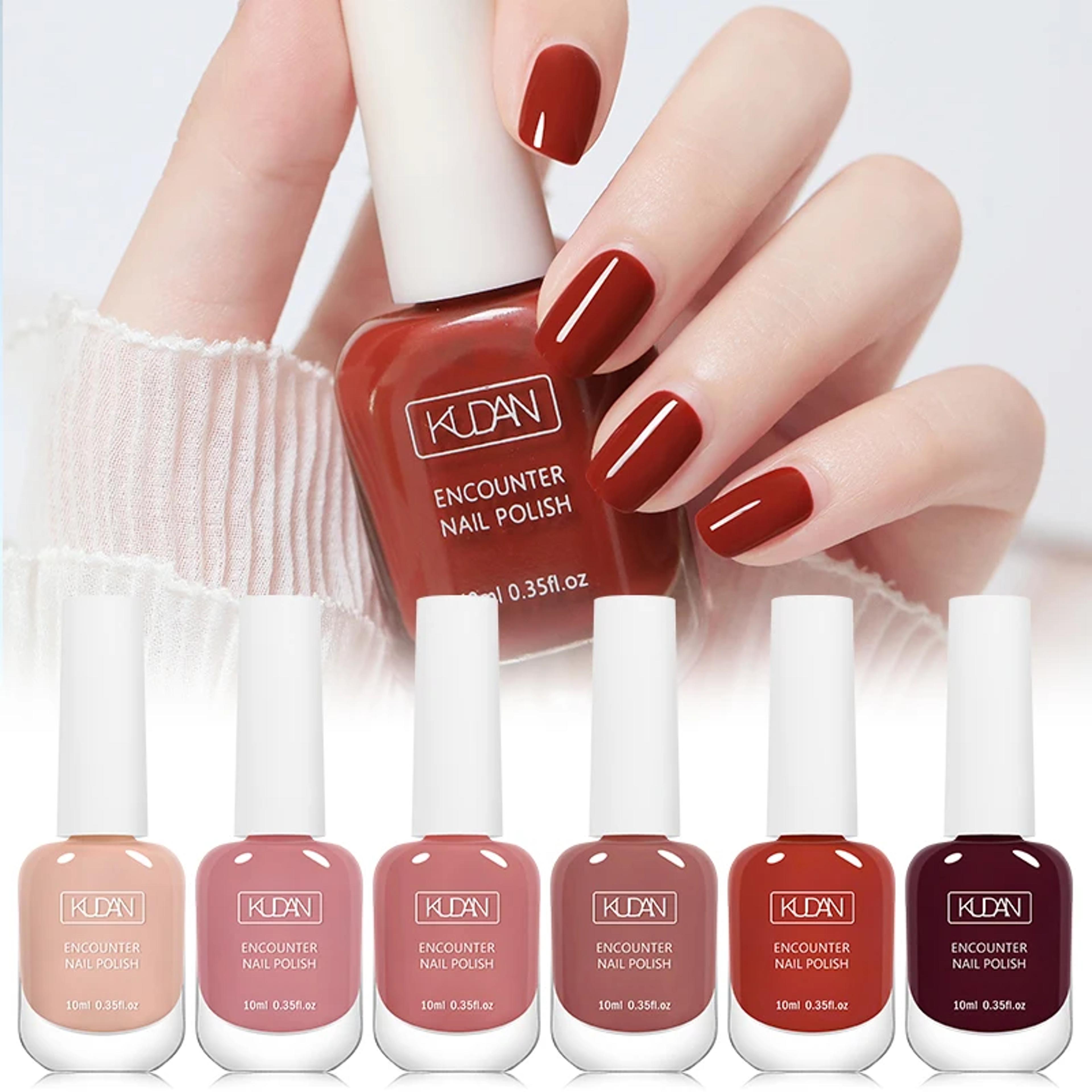 6pcs water-based nail polish set, 10ml nude red pink peel-off nail art, air-dry polish kit for manicure