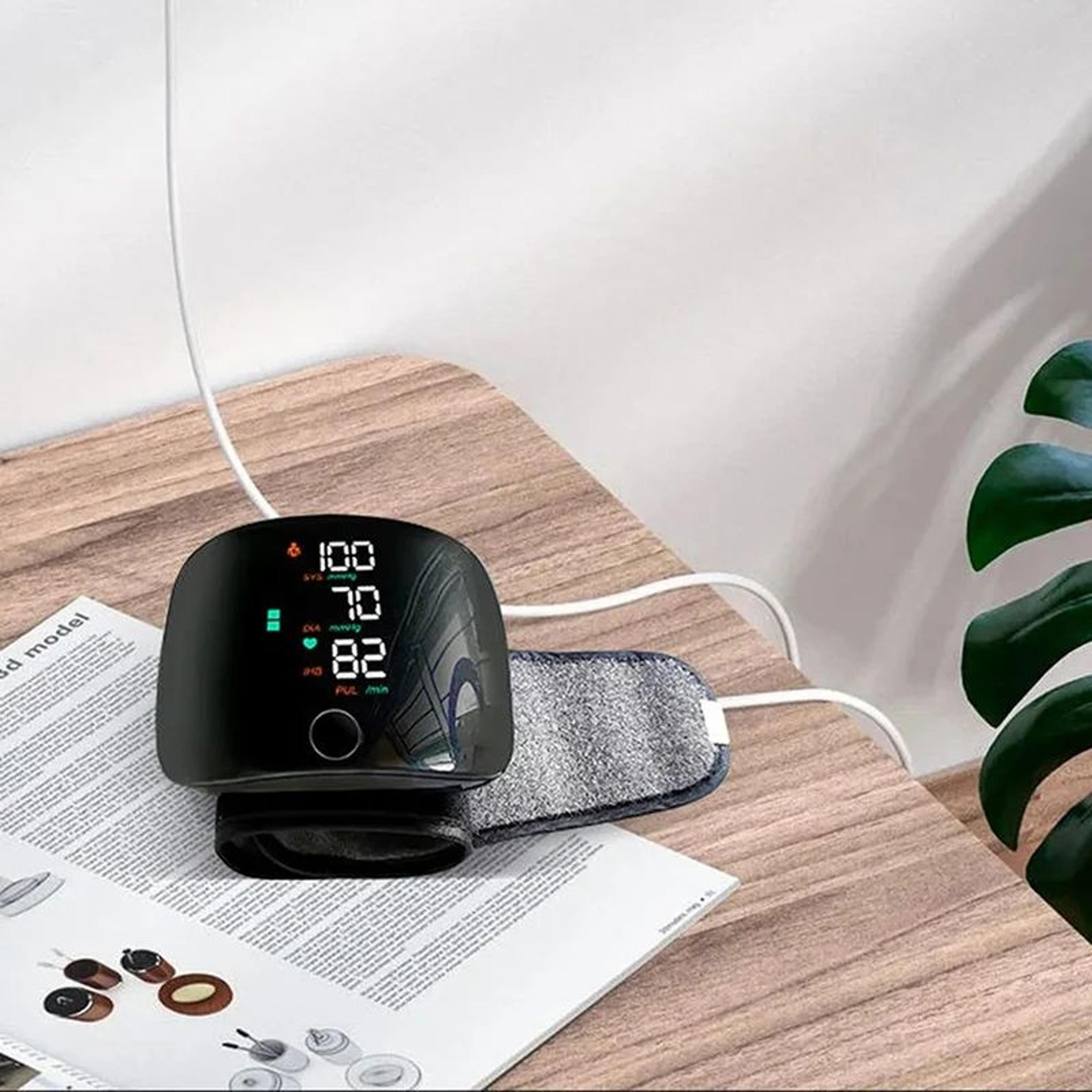 rechargeable wrist blood pressure monitor with pulse rate, led screen & memory recall